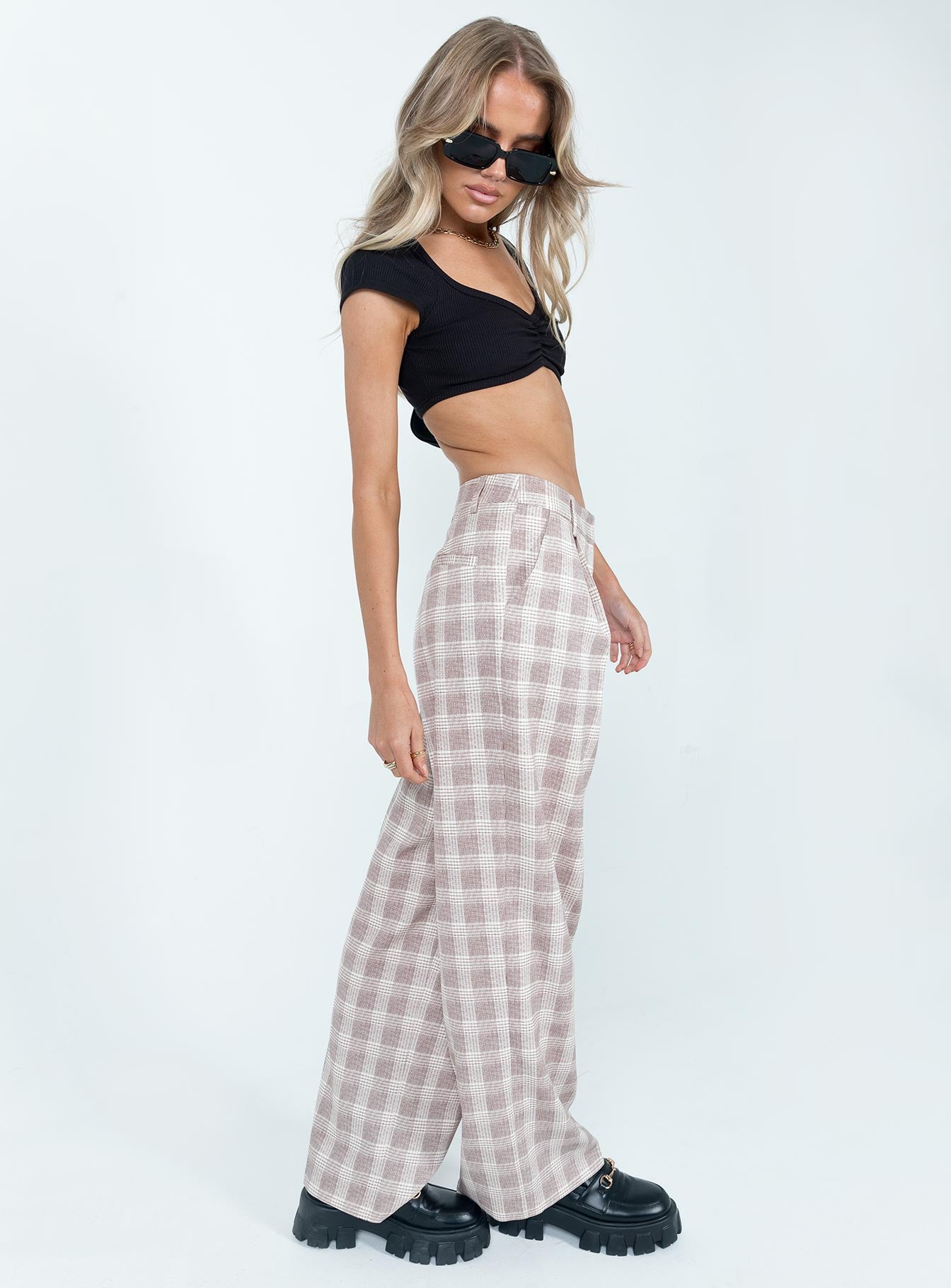 Mulholland Pants Beige Plaid - Image 4