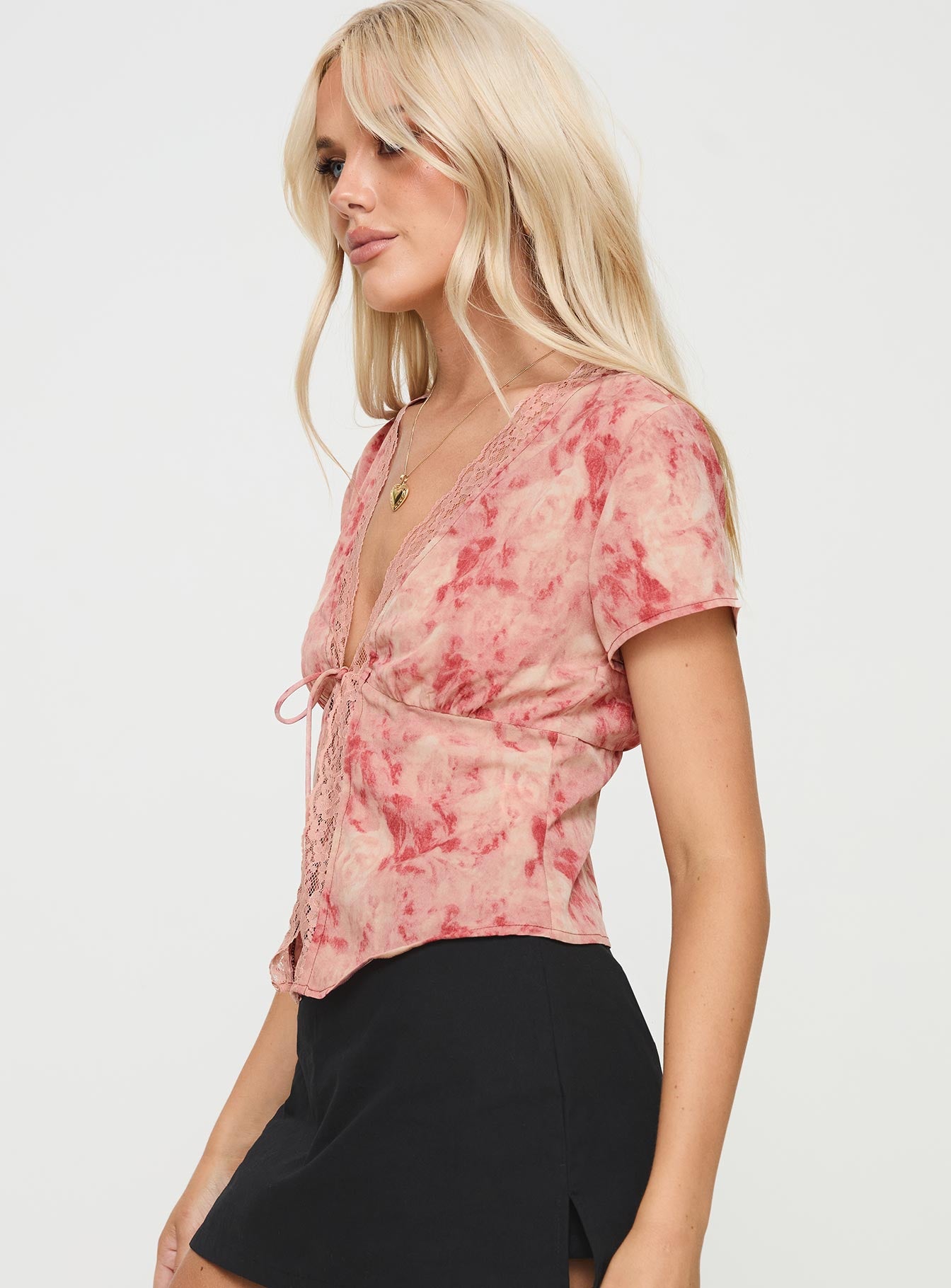 Hunton Short Sleeve Top Pink Floral - Image 4