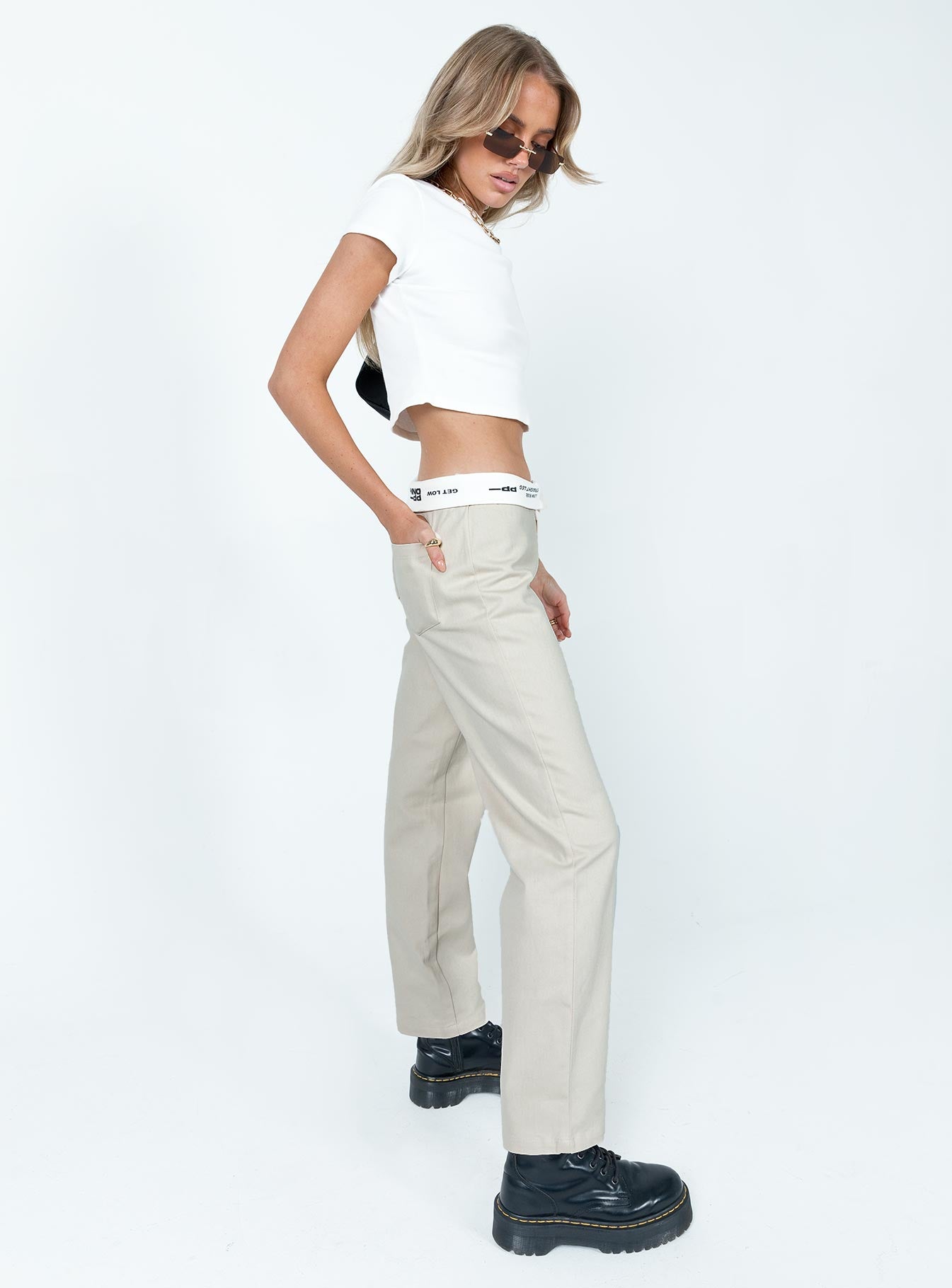 Dava Low Rise Pants Cream - Image 4