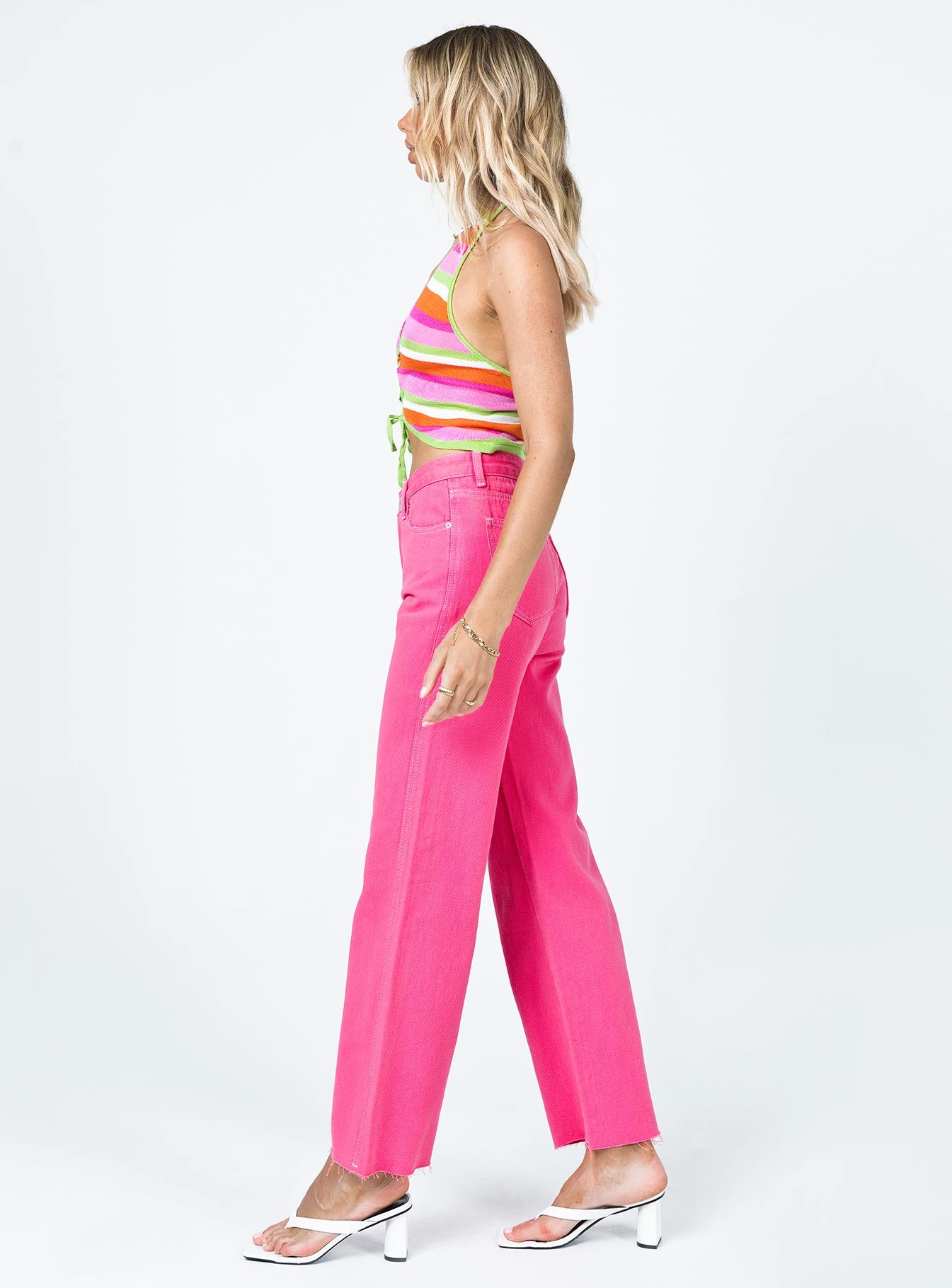 Popsicle Straight Leg Denim Jeans Pink - Image 3