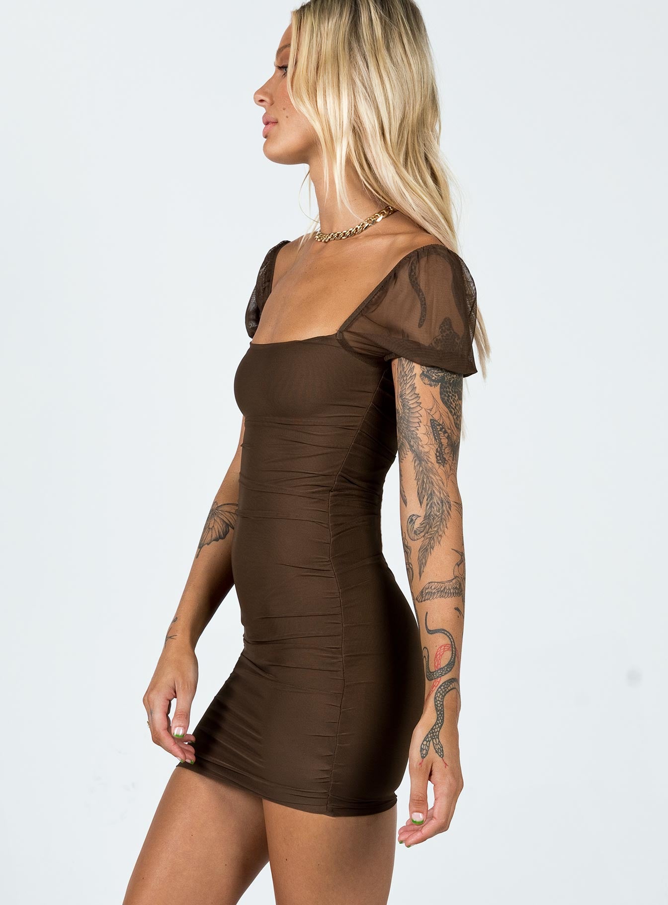 Charvi Mini Dress Brown - Image 4