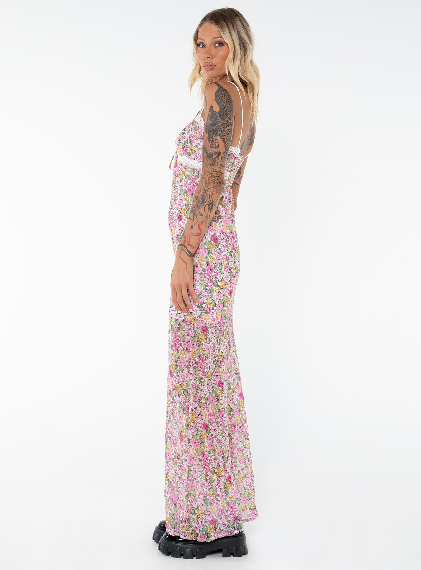 Emily Maxi Dress Pink Floral Tall - Image 4