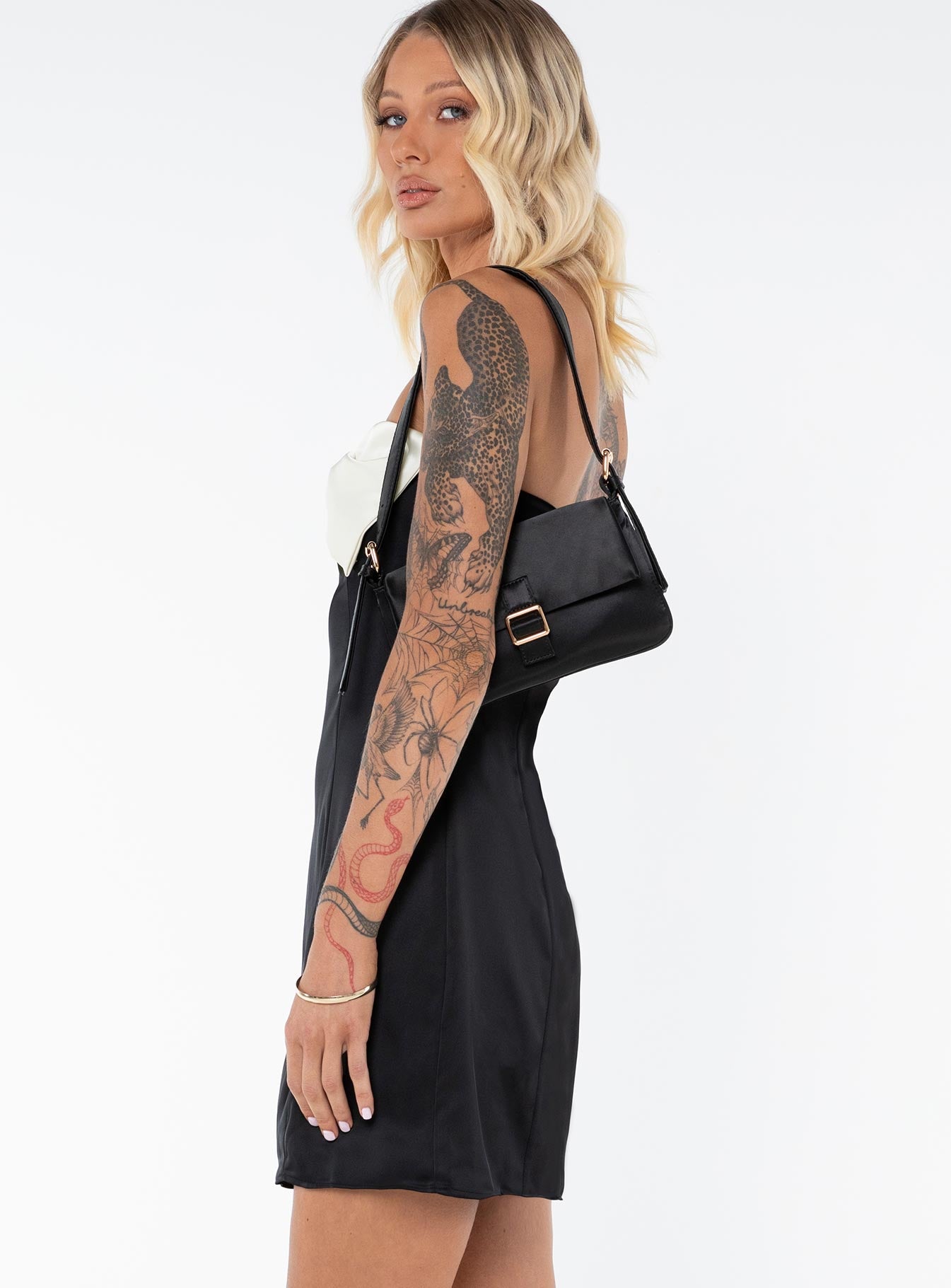 Kesy Bow Tie Mini Dress Black Tall - Image 4