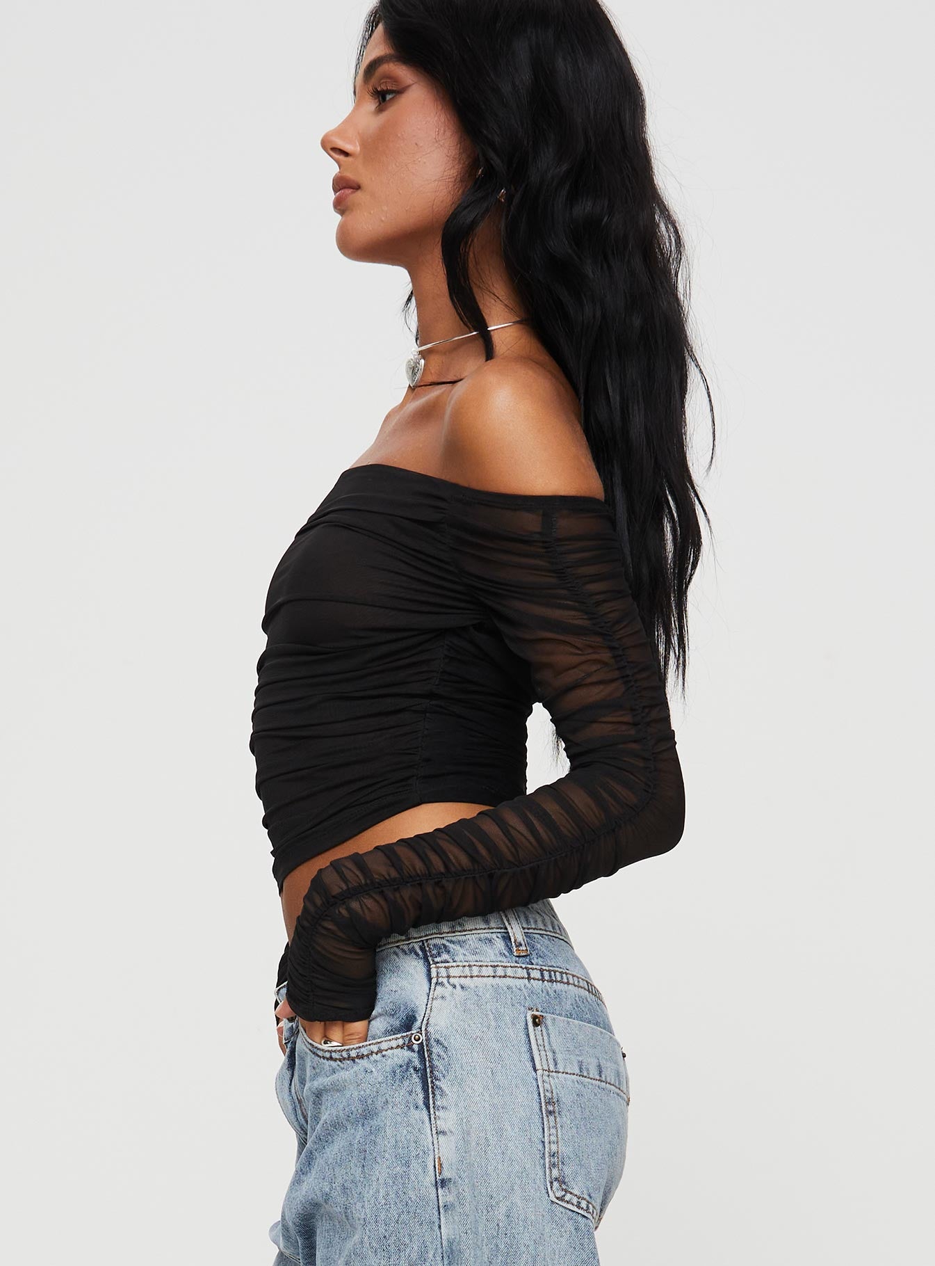 Hartford Off The Shoulder Top Black - Image 4