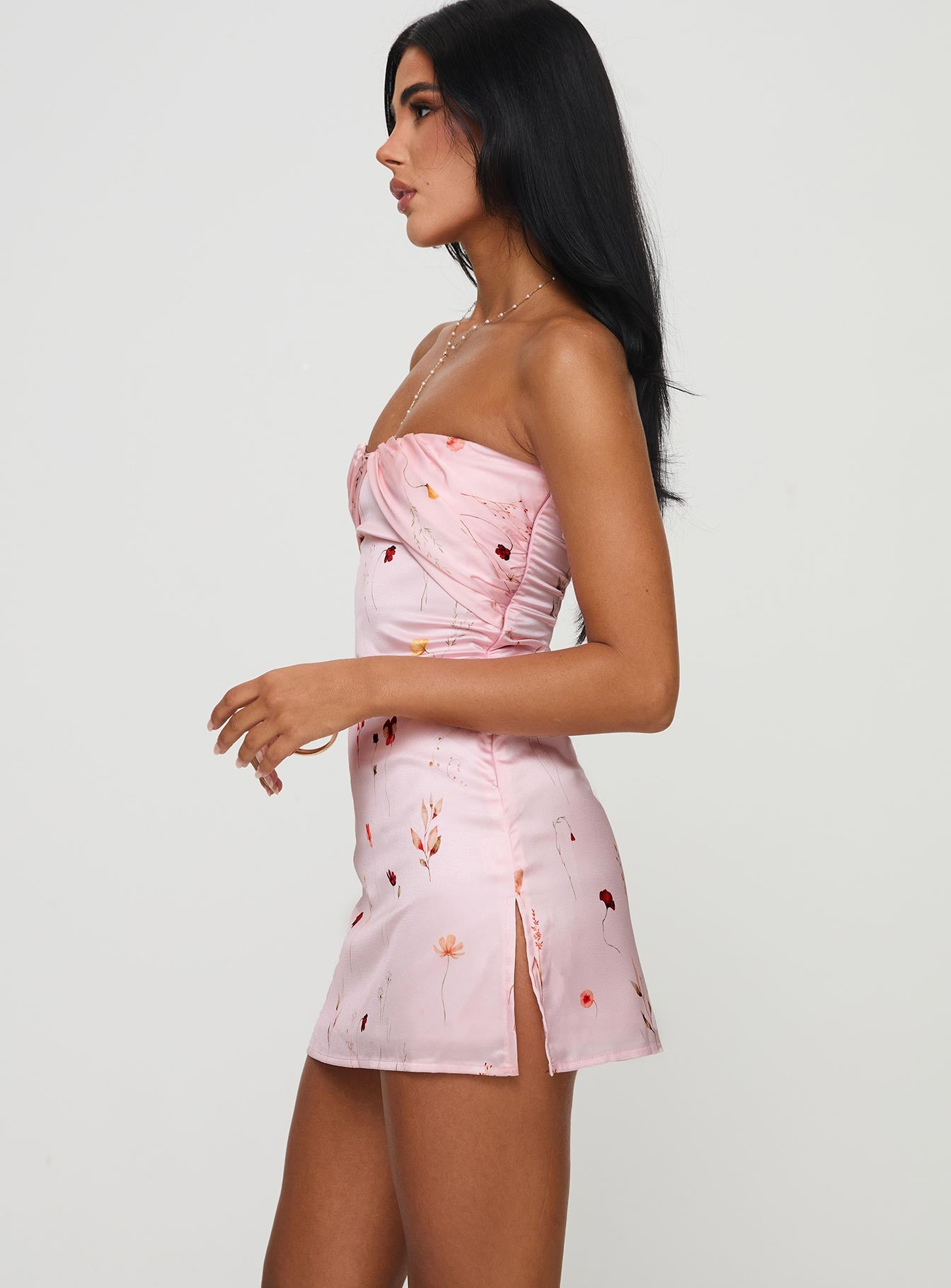 Irena Strapless Mini Dress Pink Floral - Image 4