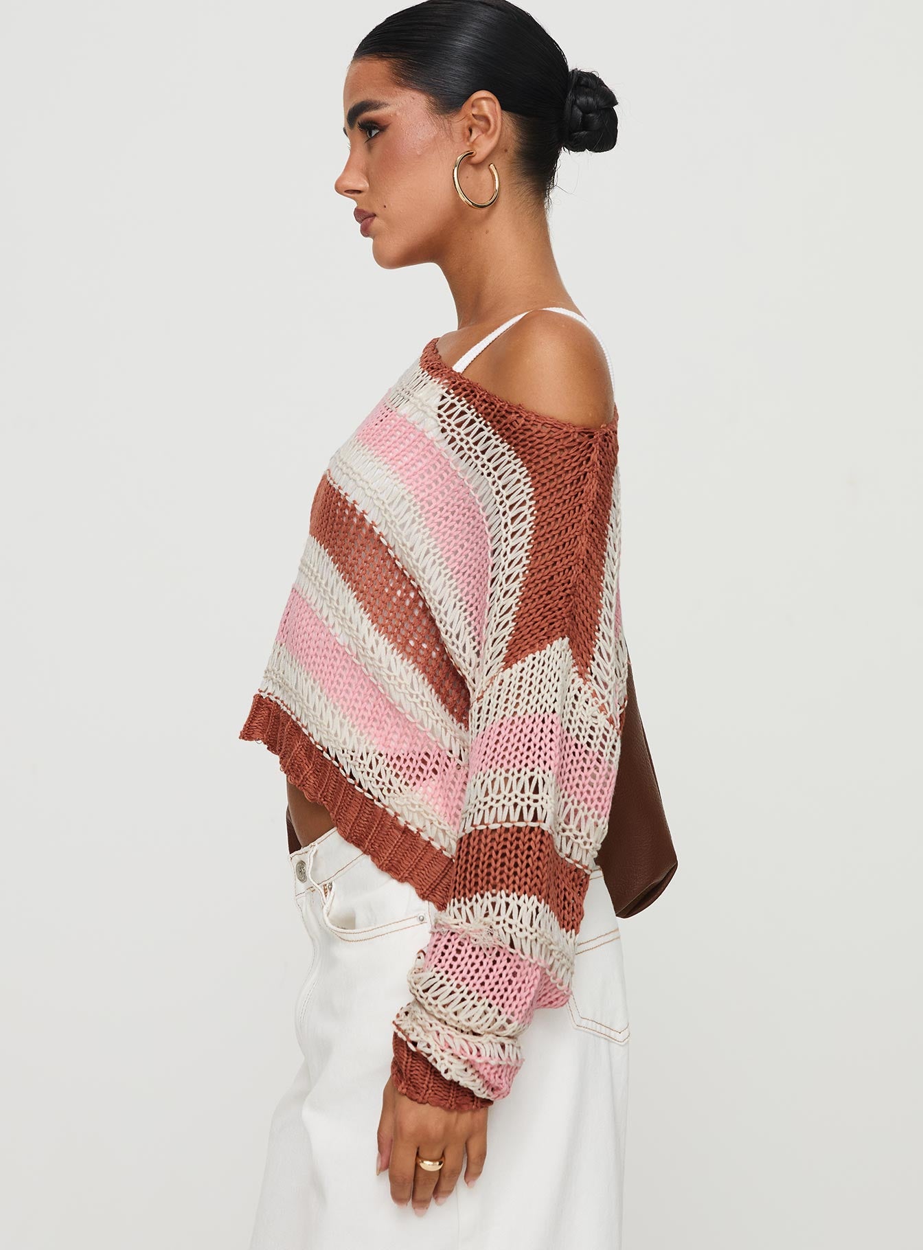 Perren Sweater Pink / Brown Stripe - Image 4