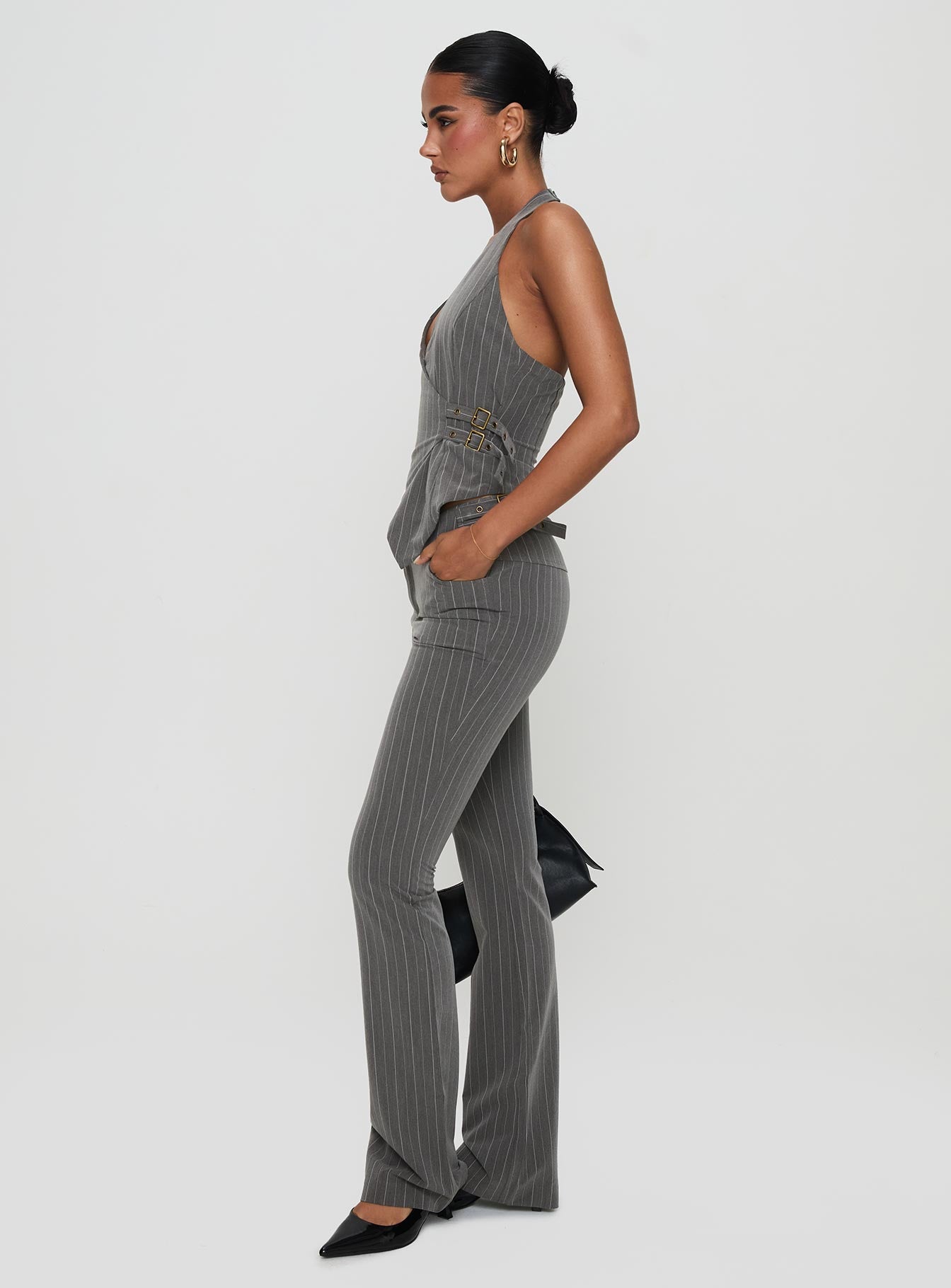 Calexico Buckle Pant Grey Pinstripe - Image 4