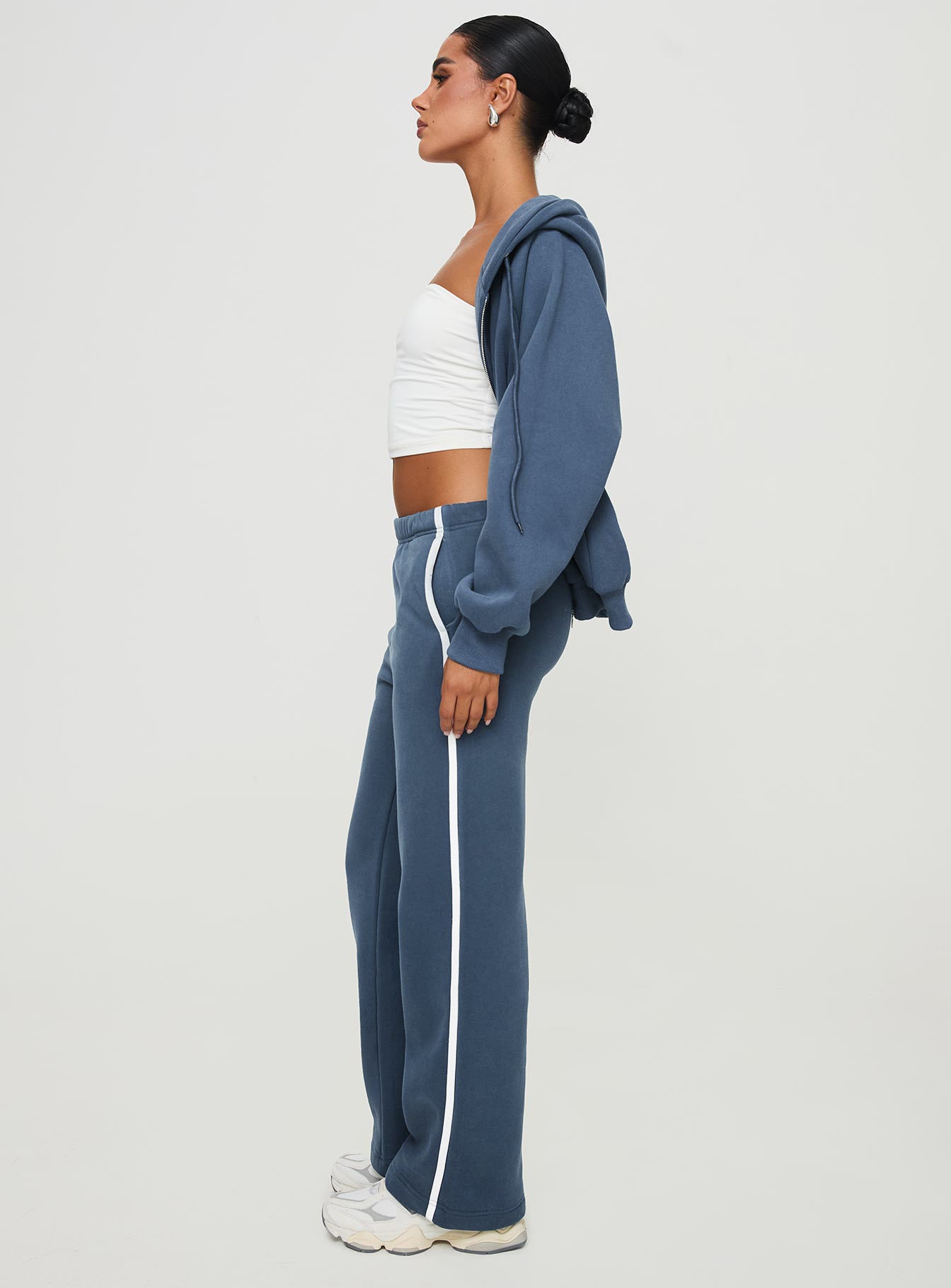 Skiller Side Stripe Track Pants Navy - Image 4