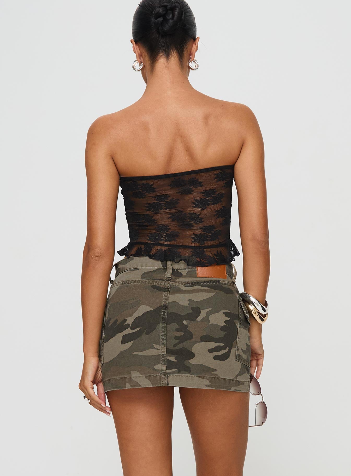 Zakai Cargo Denim Mini Skirt Camo - Image 4