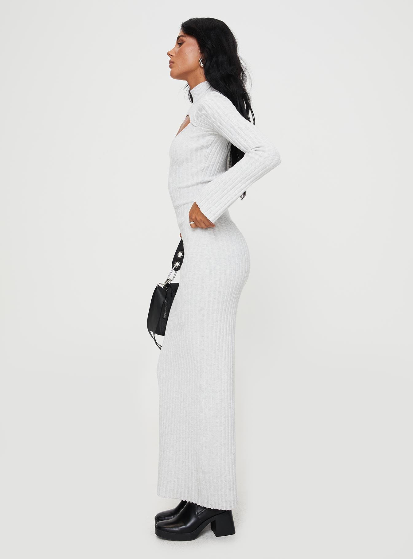 Karia Long Sleeve Maxi Dress Grey - Image 4