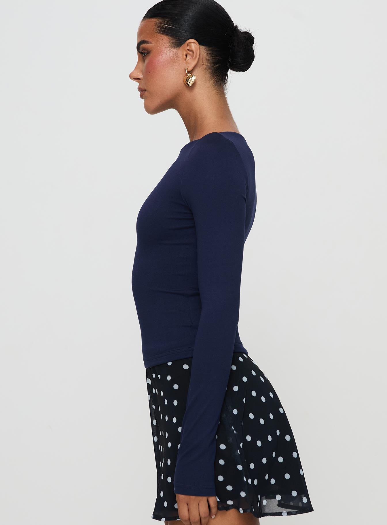 Nikoli Long Sleeve Top Navy - Image 3