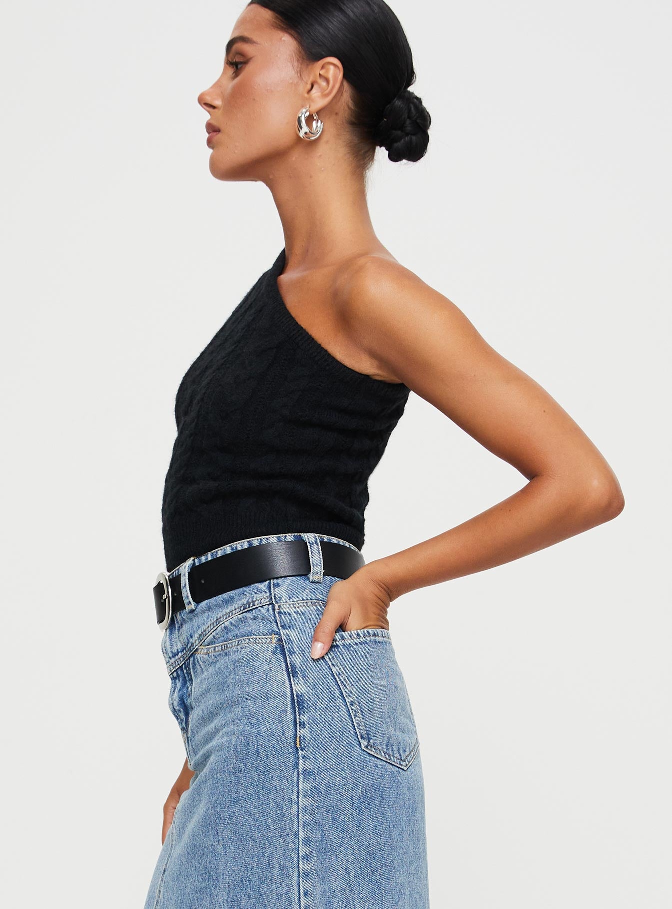 Kateri One Shoulder Top Black - Image 3