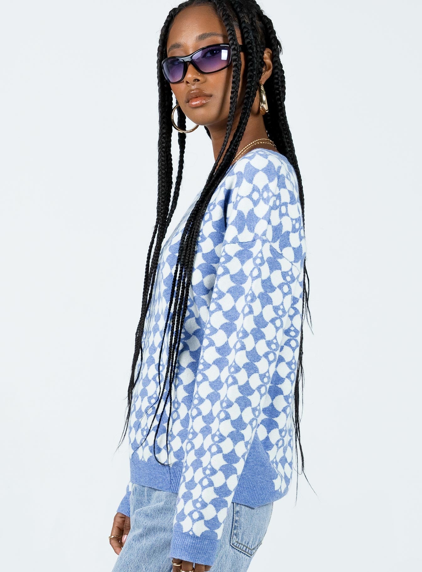 Elewa Geo Sweater Blue / White - Image 3