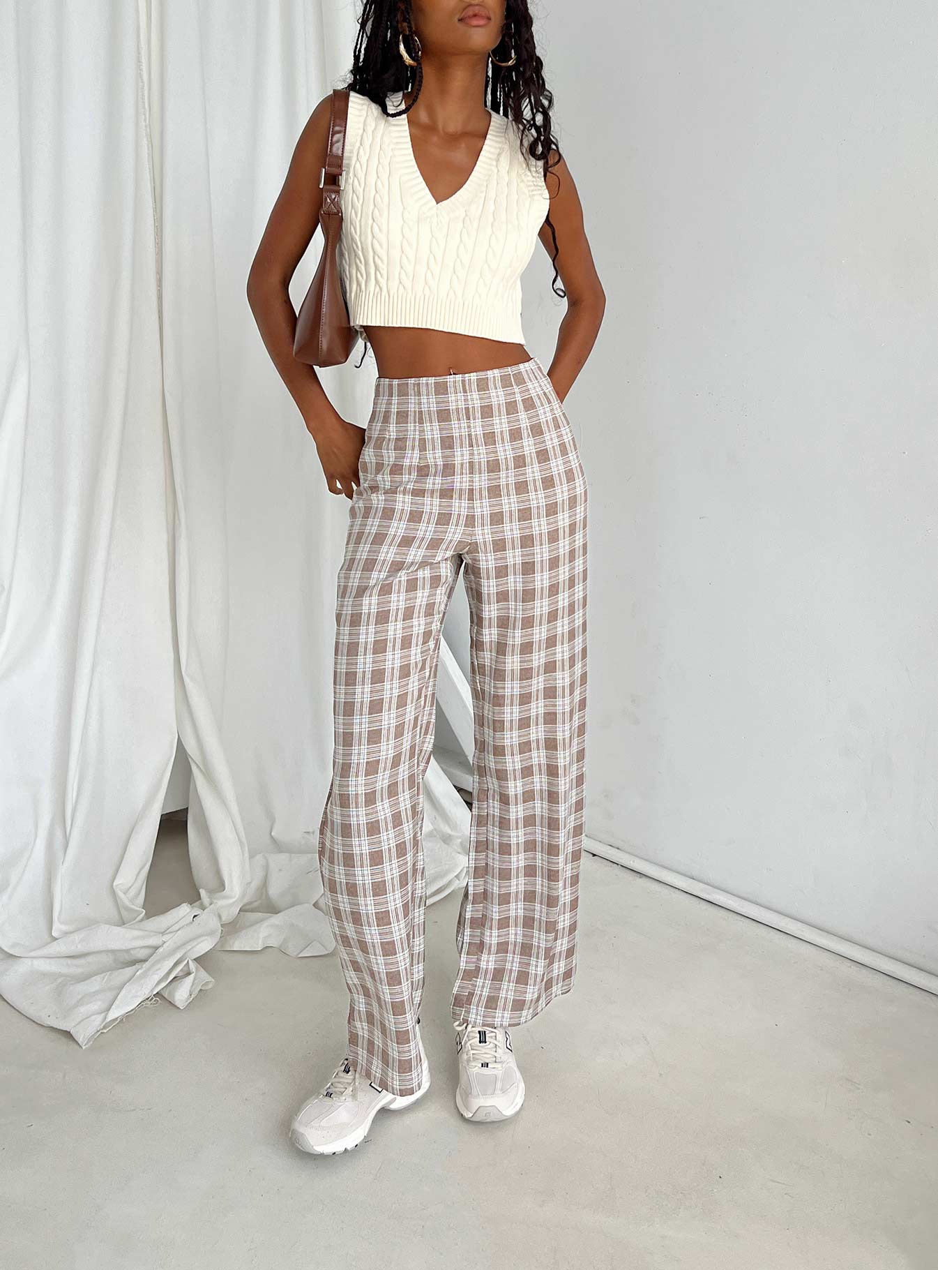 Caronia Check Pants Beige - Image 3