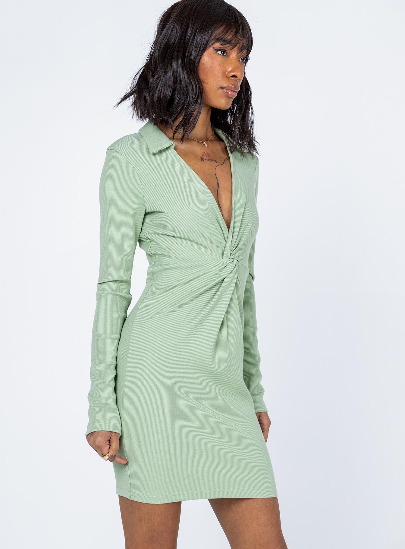 Neveah Mini Dress Green - Image 3