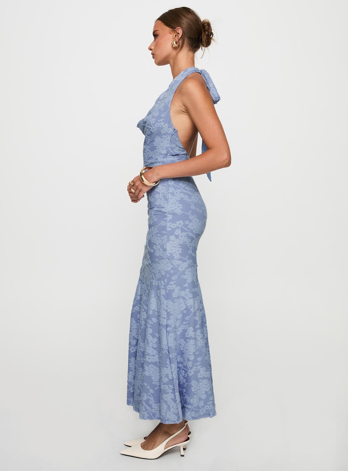 Aymie Halter Maxi Dress Blue - Image 3