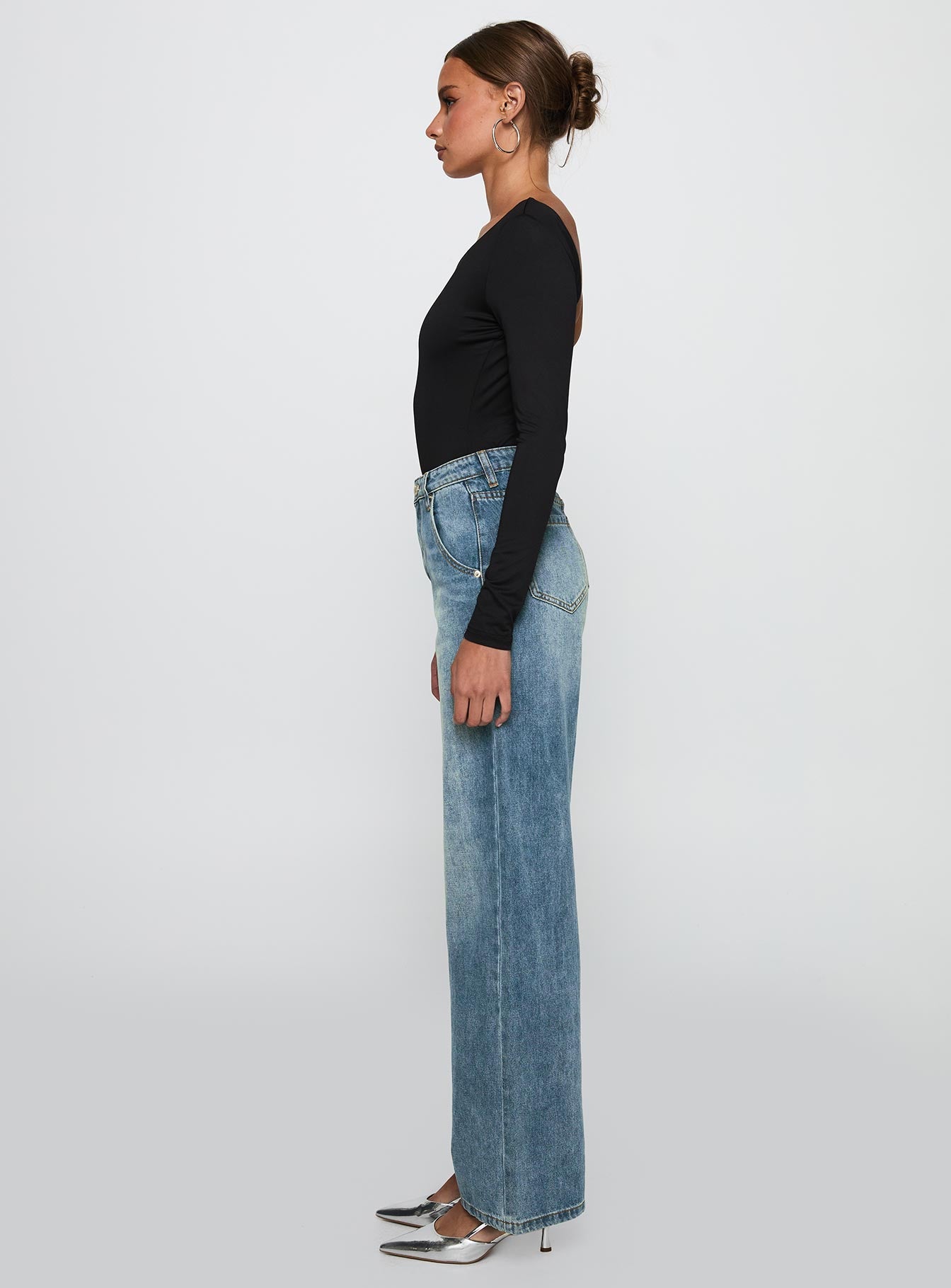 Sacramento High Rise Straight Leg Jeans Mid Blue Denim - Image 4