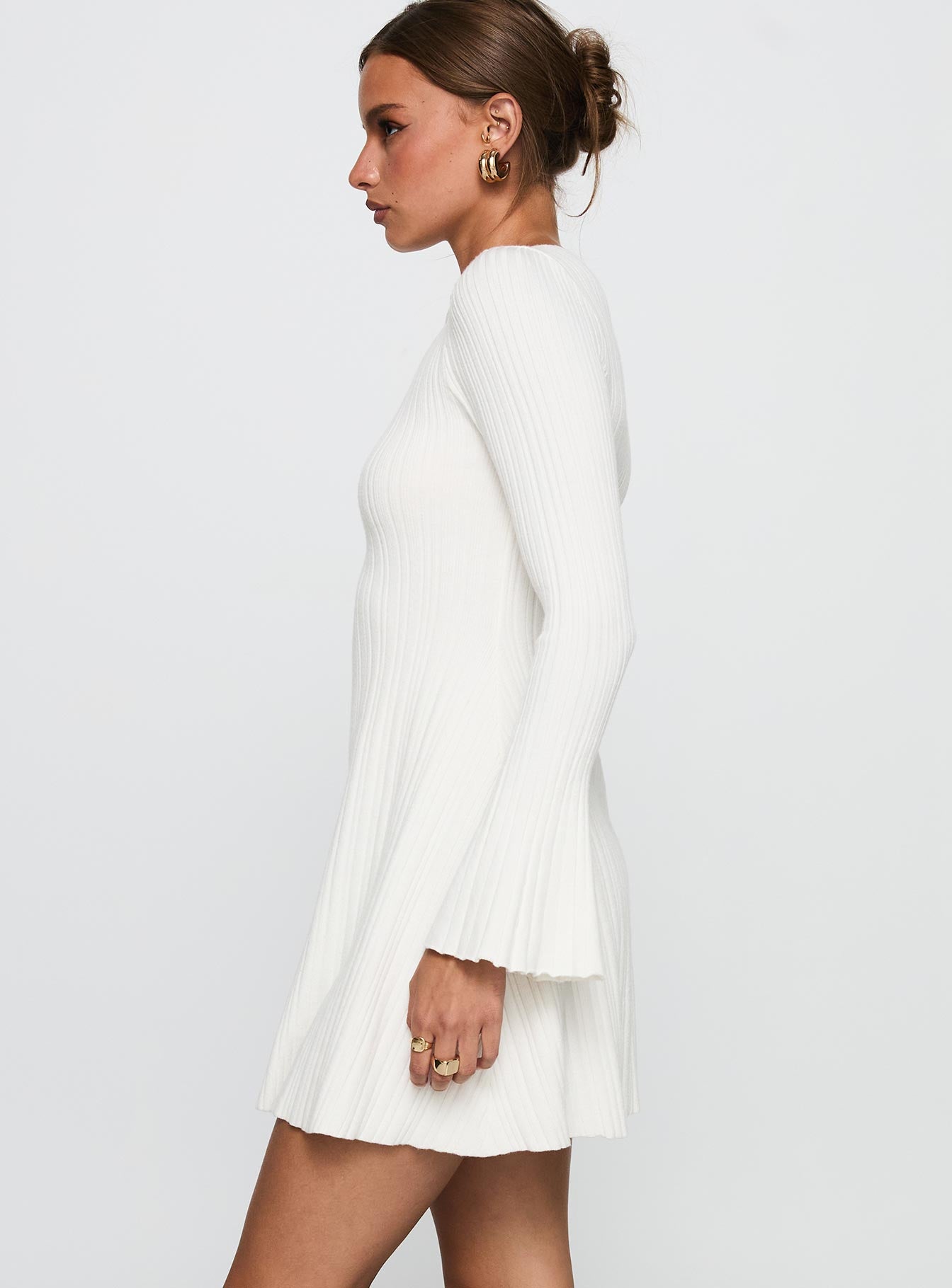 Terraces Long Sleeve Mini Dress White - Image 4