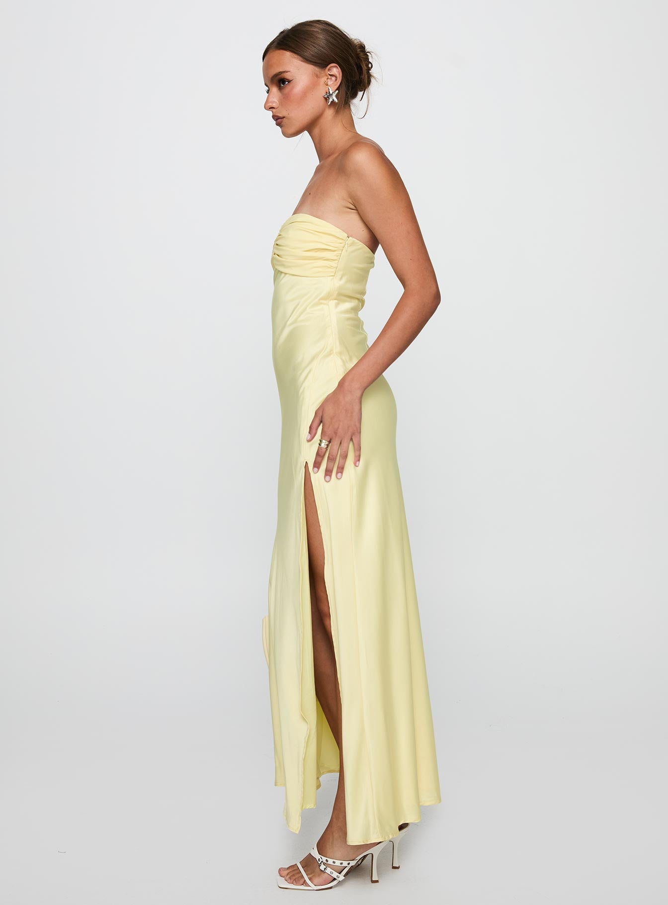 Chevalier Strapless Maxi Dress Lemon - Image 4