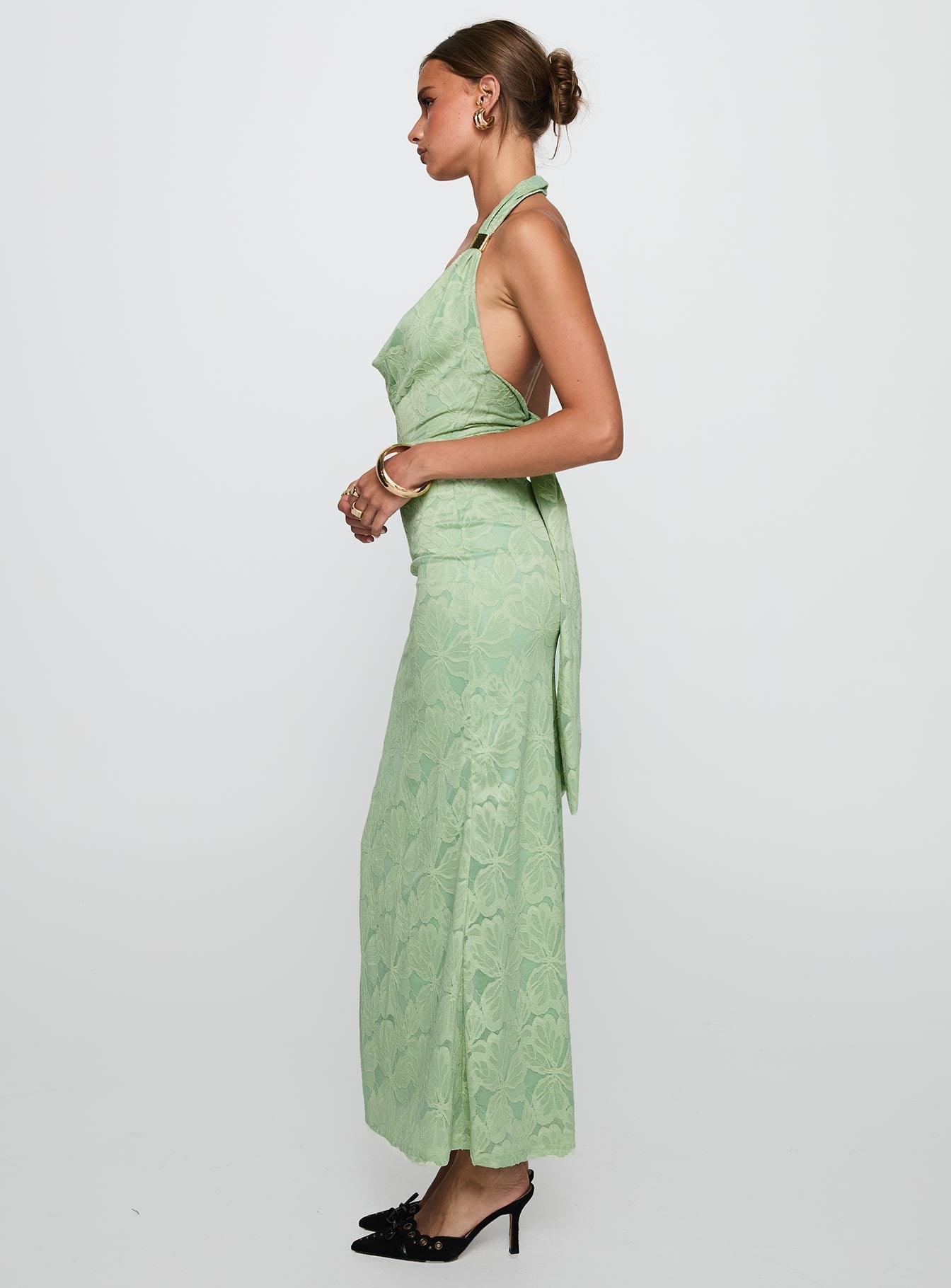 Starfall Halter Maxi Dress Sage - Image 3