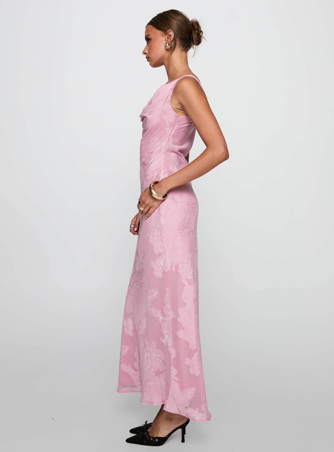 Brietta Cowl Maxi Dress Pink - Image 3