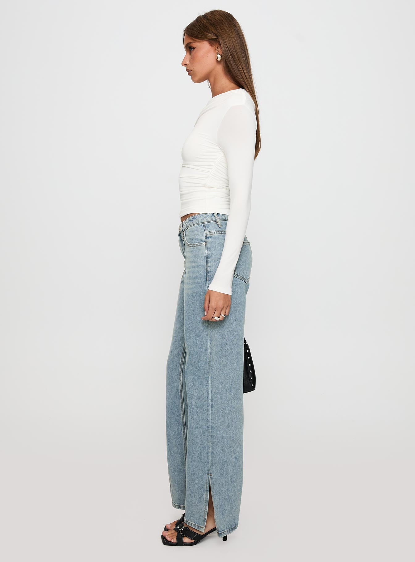 White Mustang Mid Rise Straight Leg Jean Light Blue - Image 3