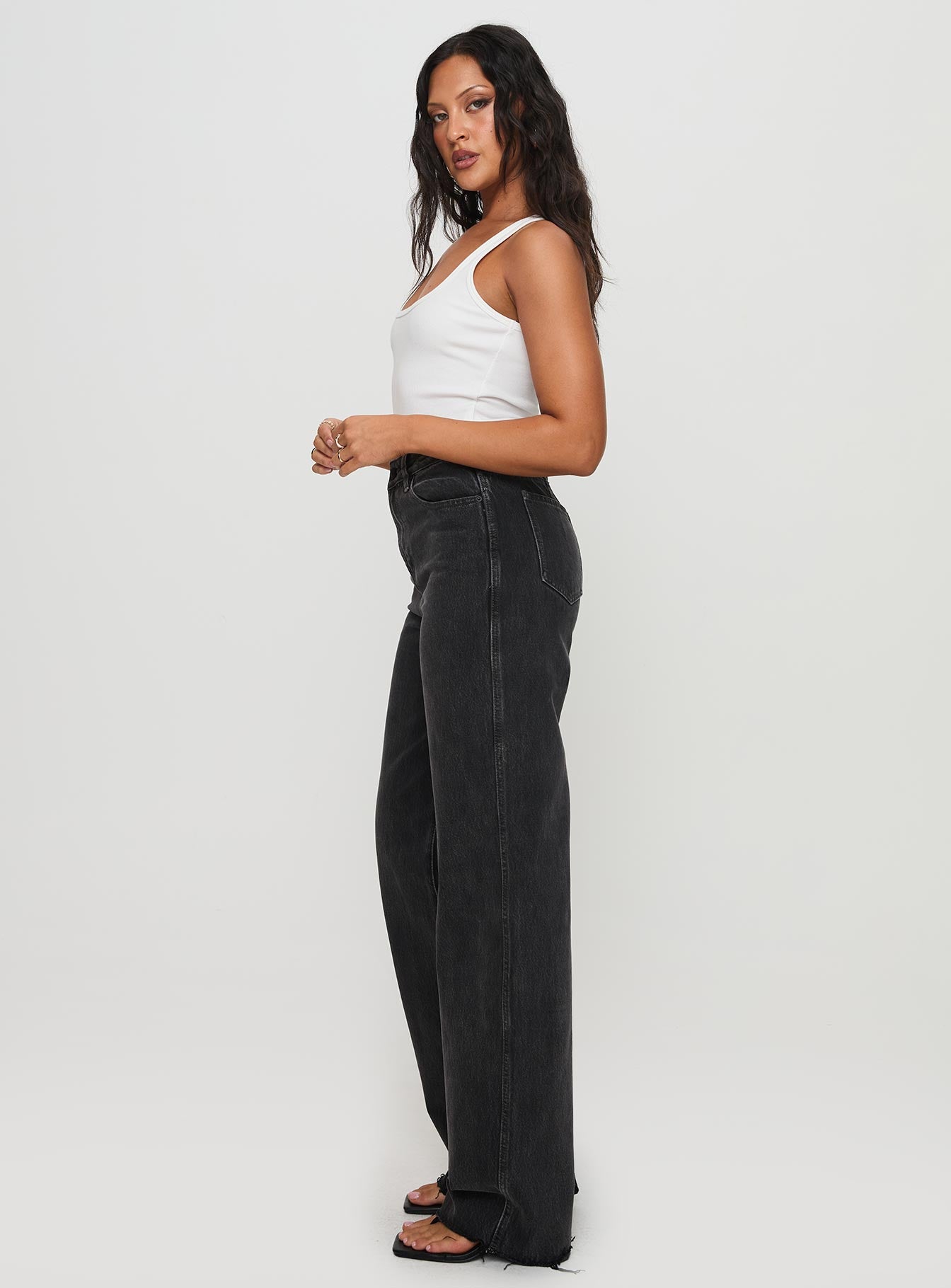 Karlina High Rise Straight Leg Jeans Charcoal - Image 4