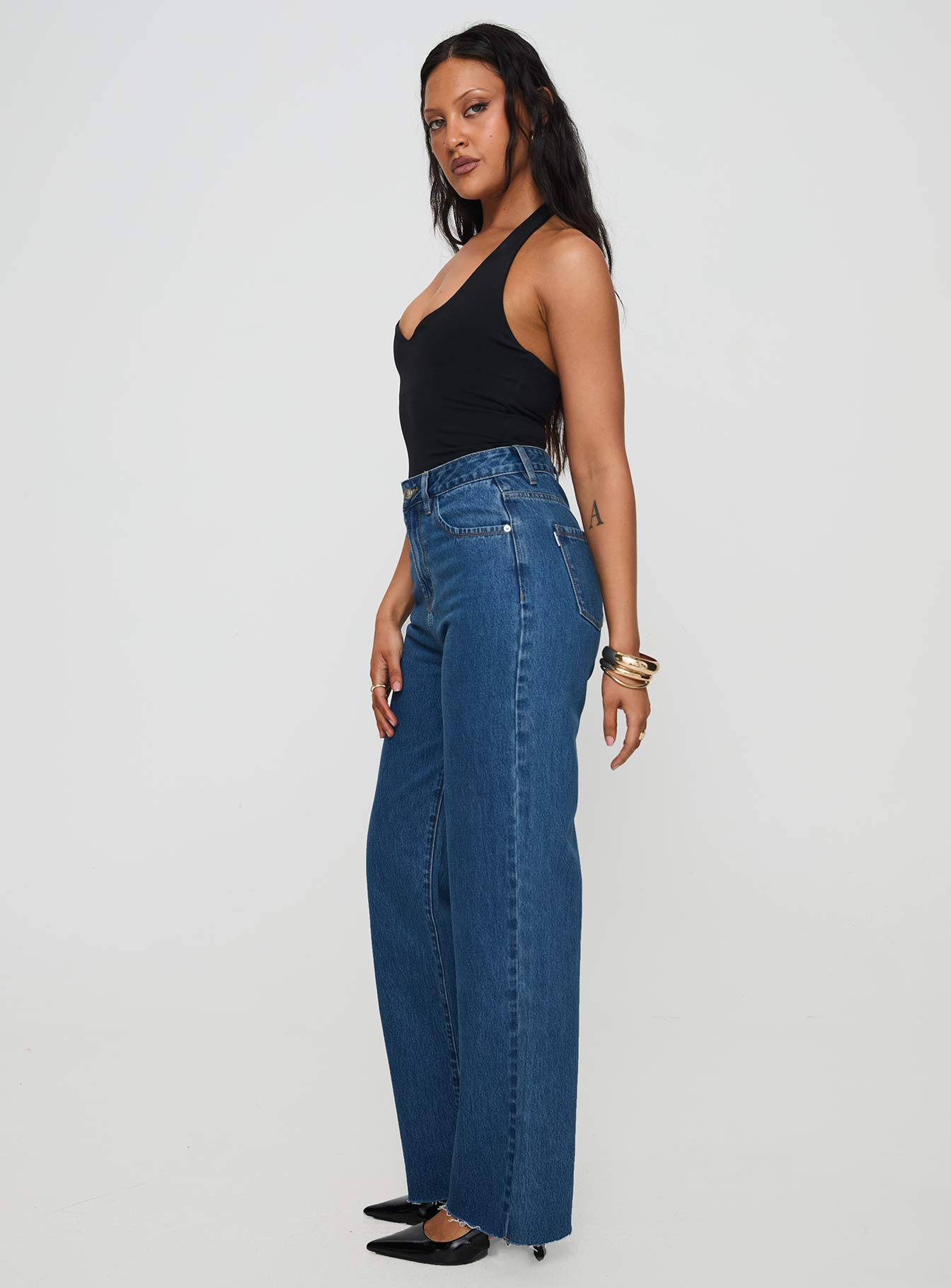 Kalinda High Rise Straight Leg Jeans Mid Blue - Image 3