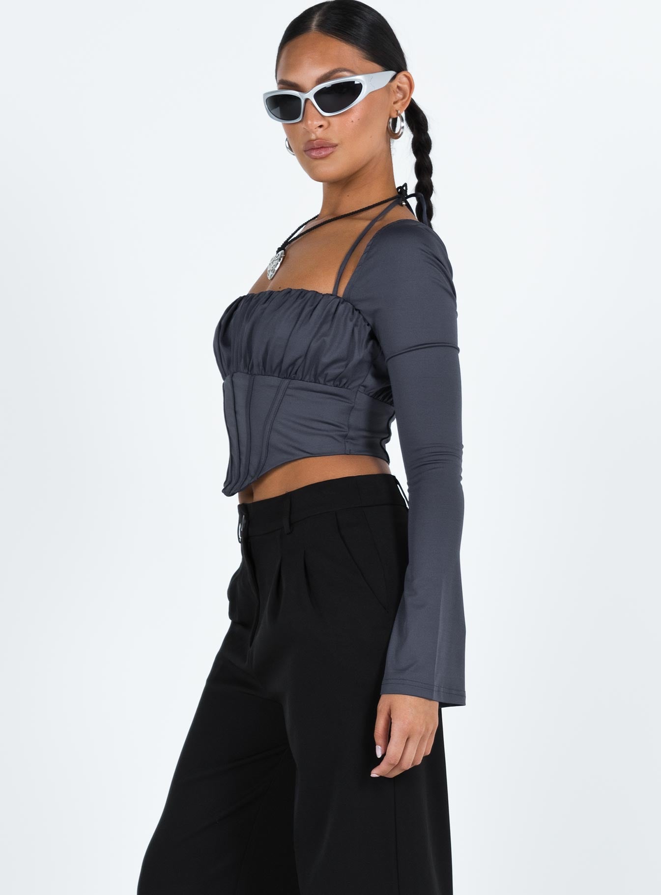 Dennison Long Sleeve Top Grey - Image 4