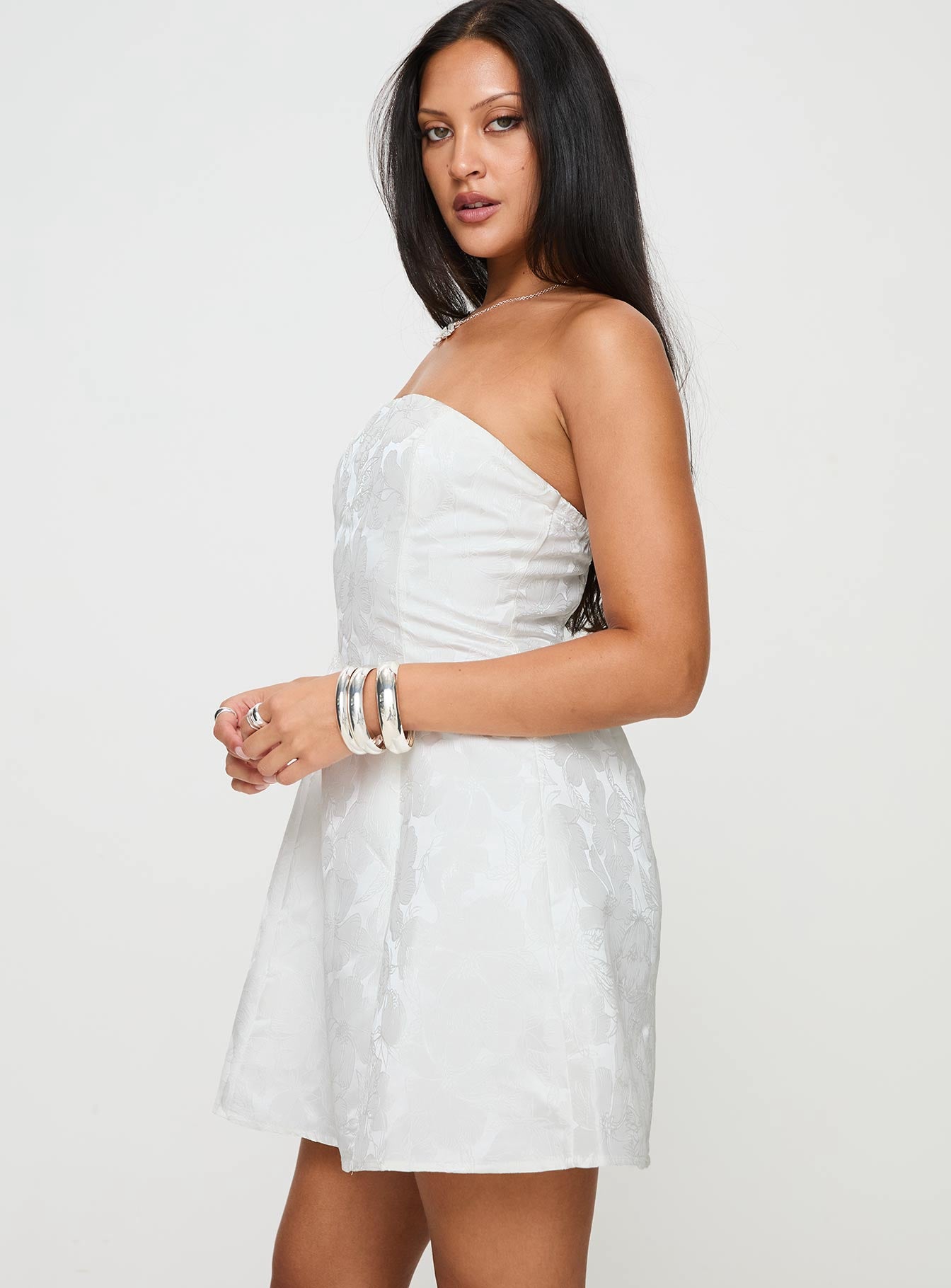 Picard Strapless Mini Dress White - Image 4