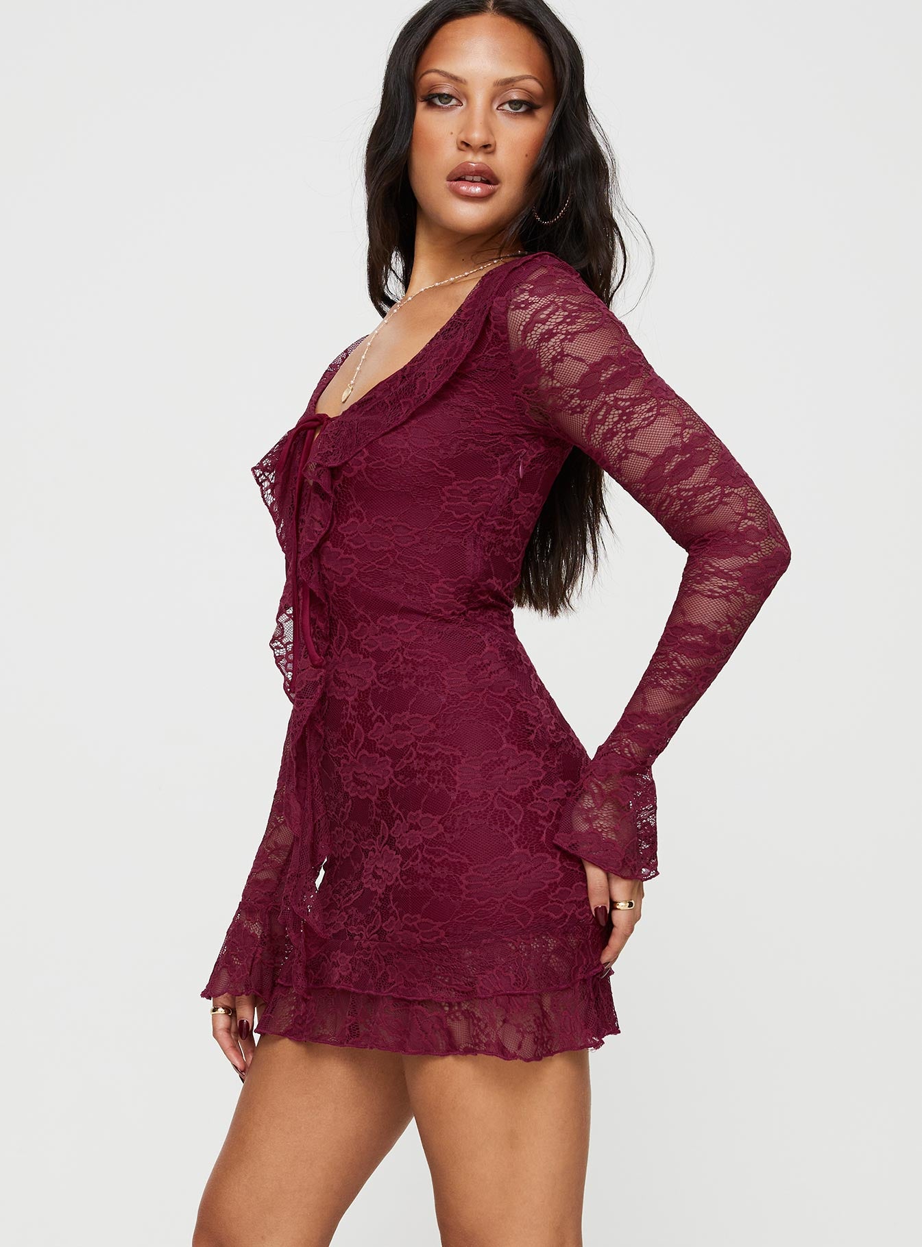 Sidonie Long Sleeve Mini Dress Red - Image 6