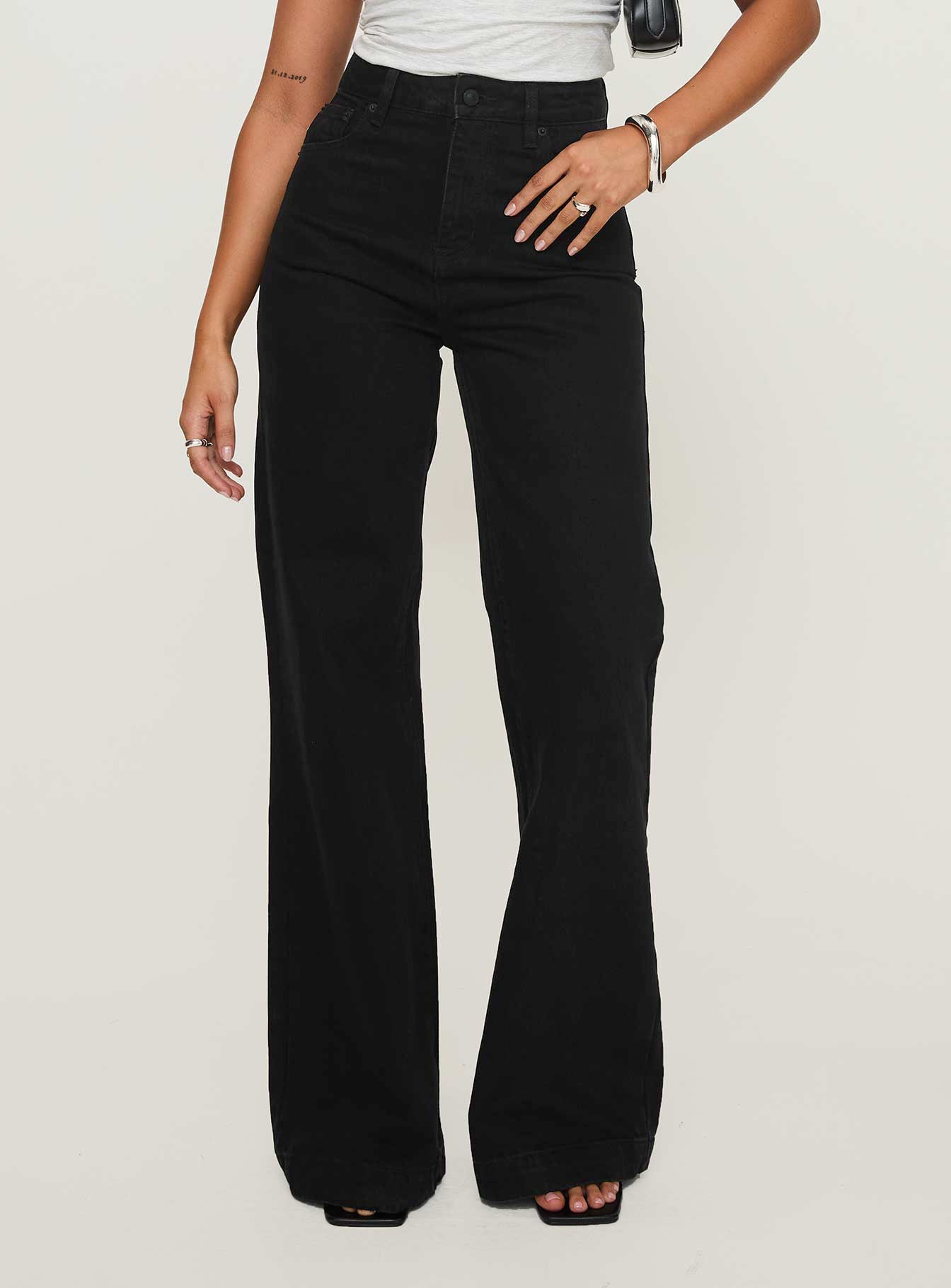 Goldie High Rise Wide Leg Jeans True Black - Image 2