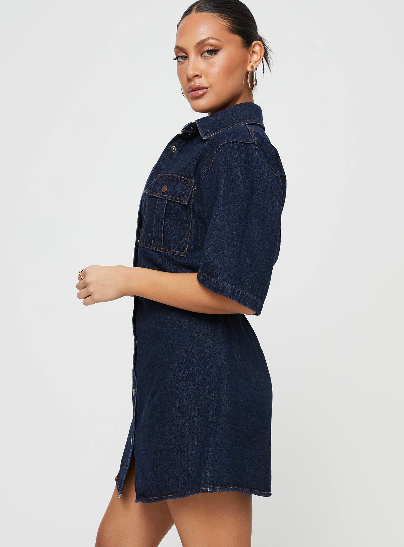 Davro Mini Dress Dark Wash Denim - Image 4
