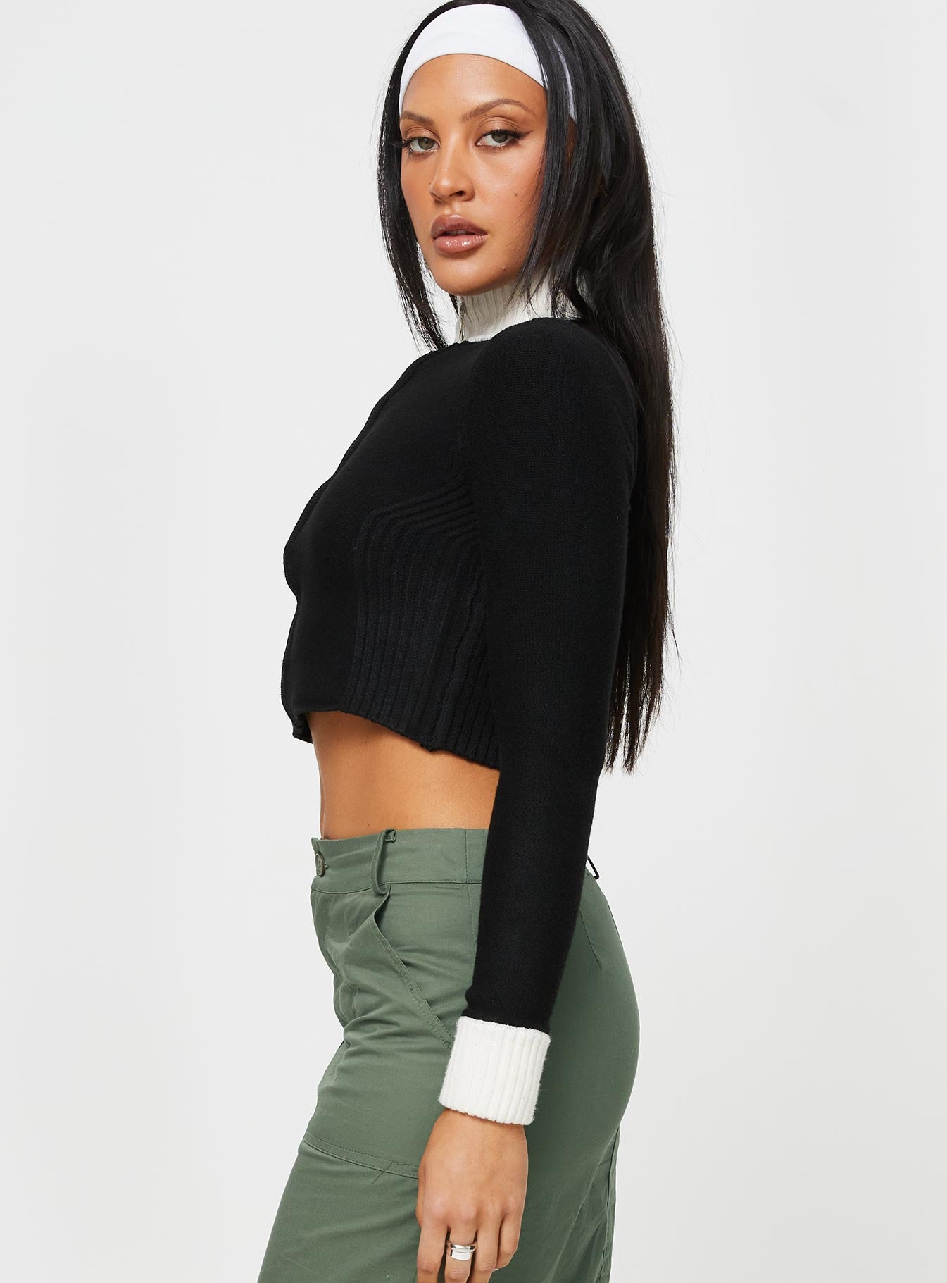 Meggie Polo Knit Sweater Black - Image 4