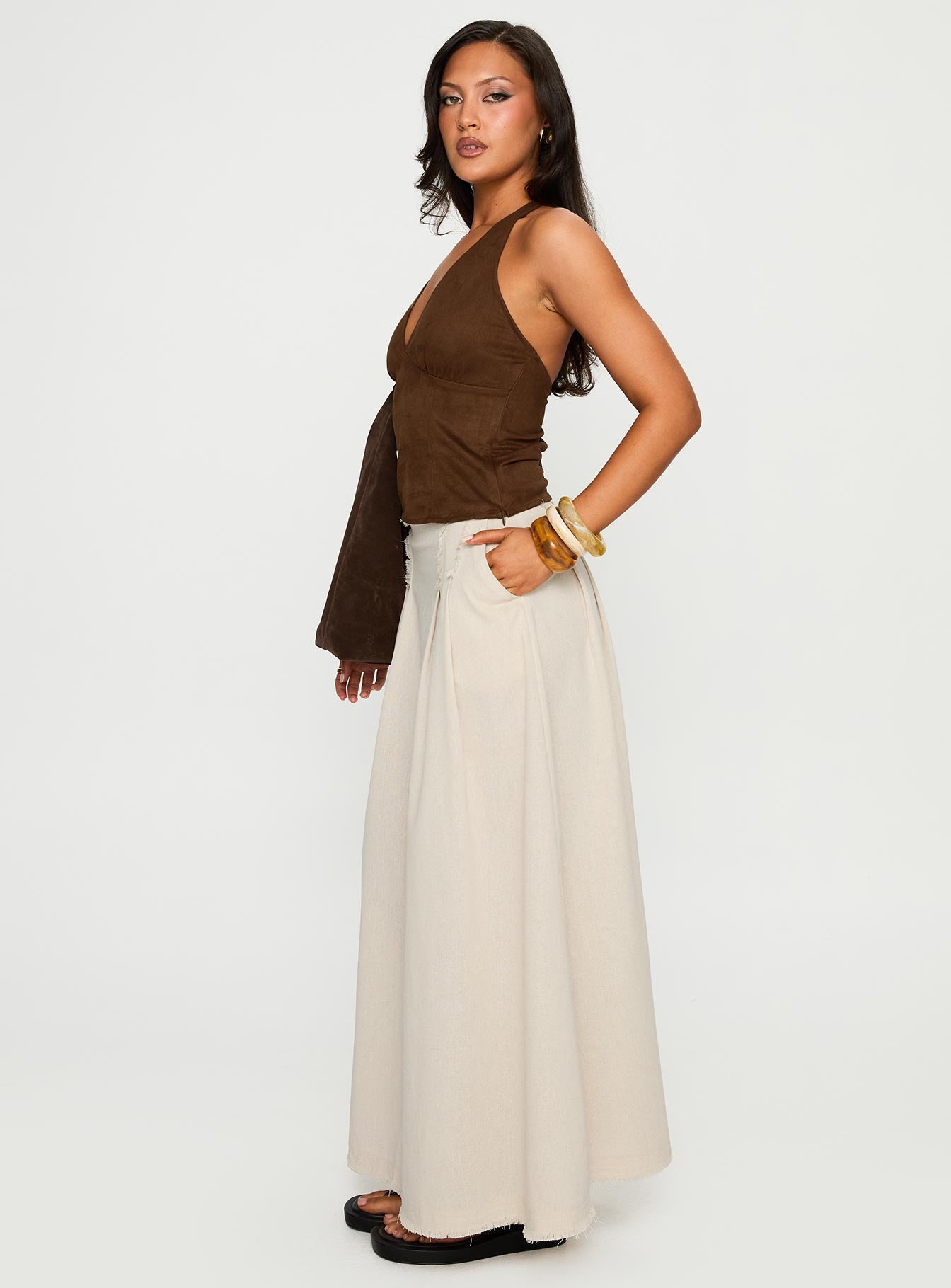 Bohemian Spirit Maxi Skirt Beige - Image 4