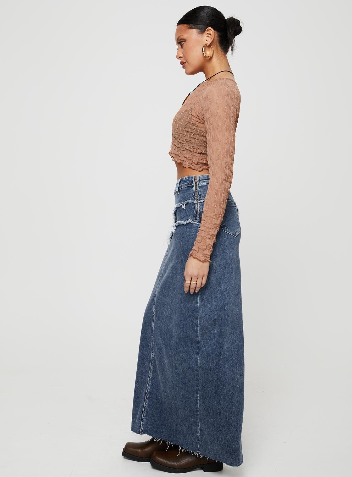 Lune Denim Maxi Skirt Blue - Image 4