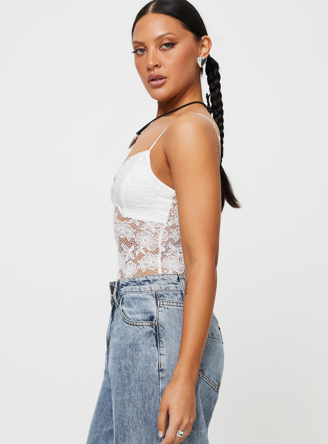 Pennard Lace Bodysuit White - Image 4