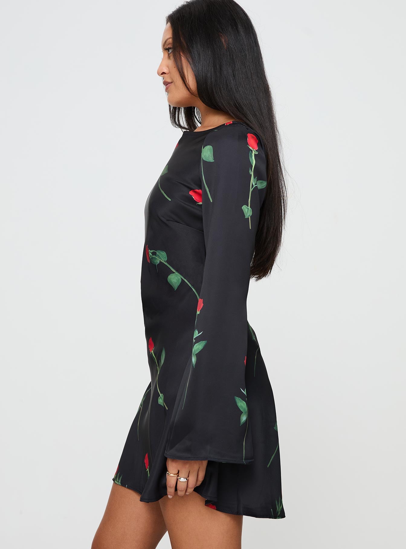 Heartfelt Long Sleeve Mini Dress Black - Image 4