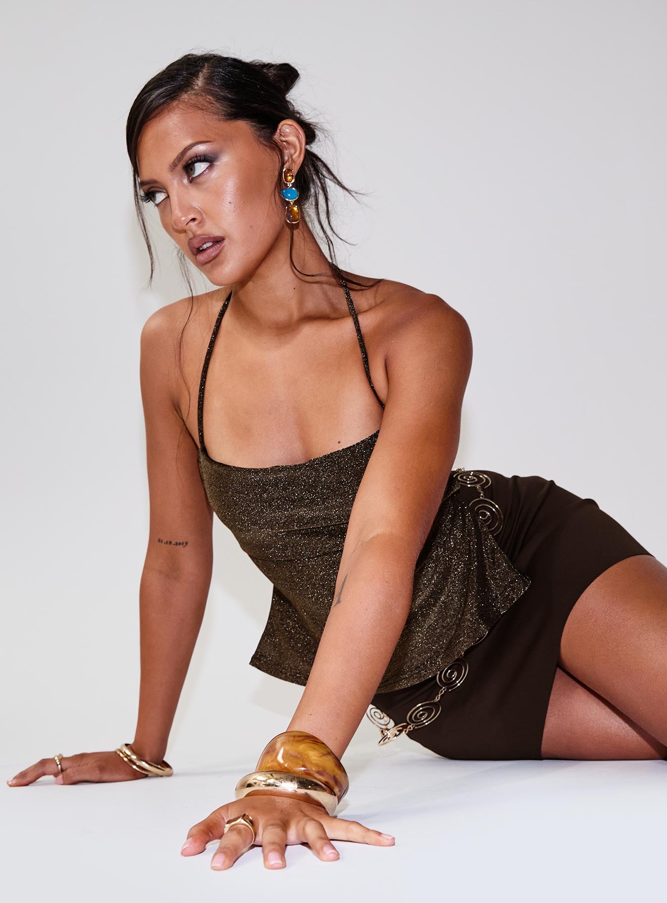 Puzzle Piece Tie Back Top Gold Shimmer - Image 9