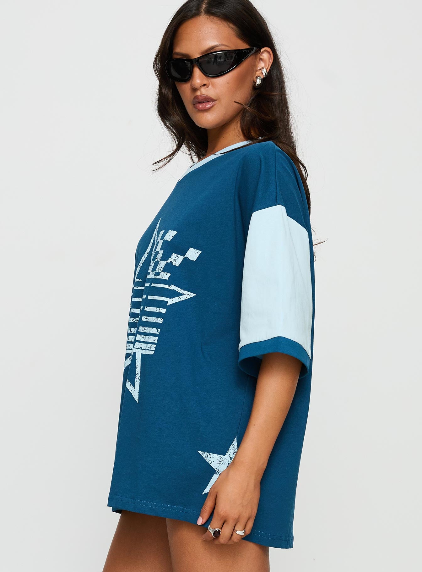 Nachell Short Sleeve Moto Top Blue - Image 4