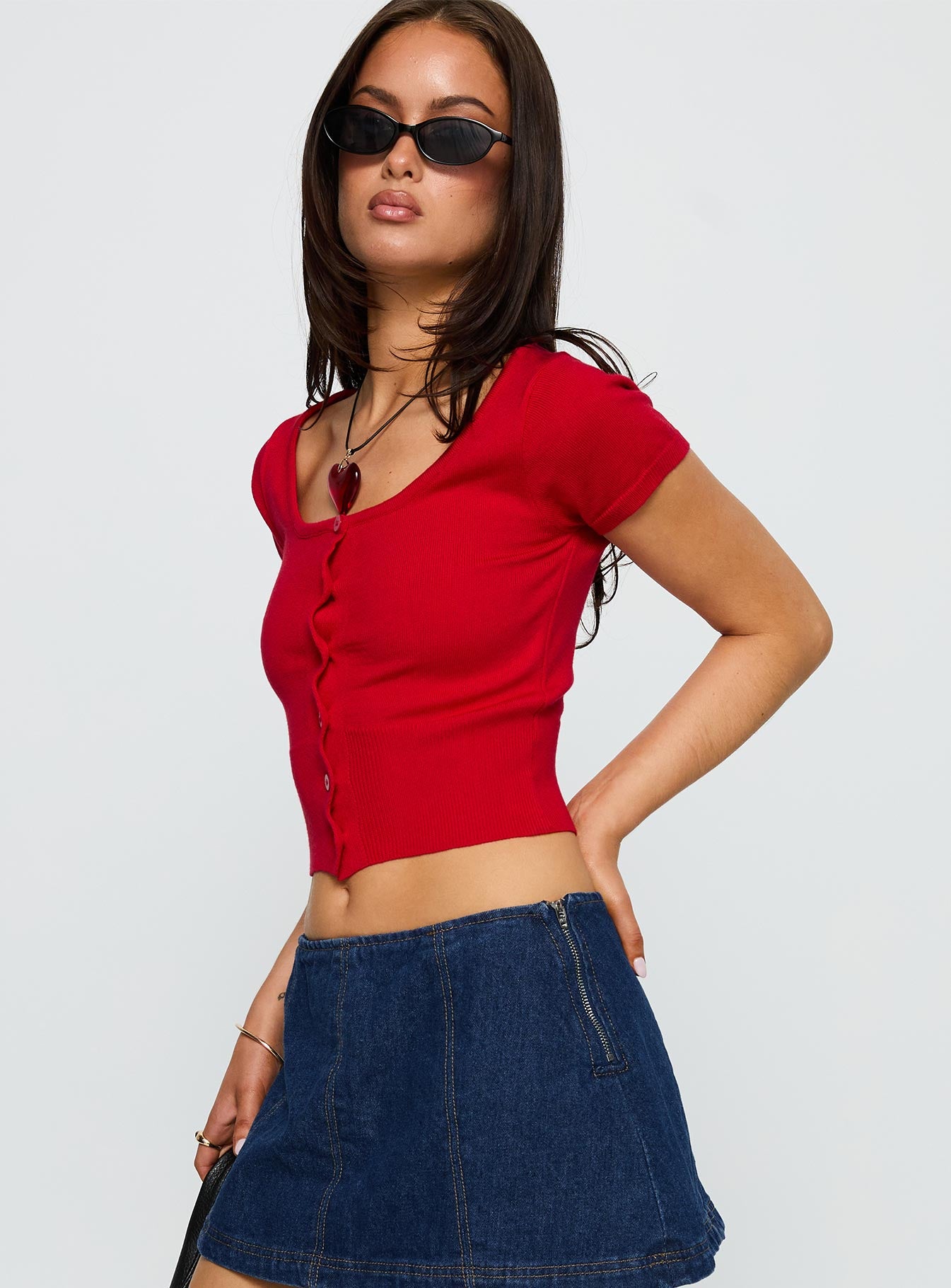 Pretty Sweet Button Up Top Red - Image 4