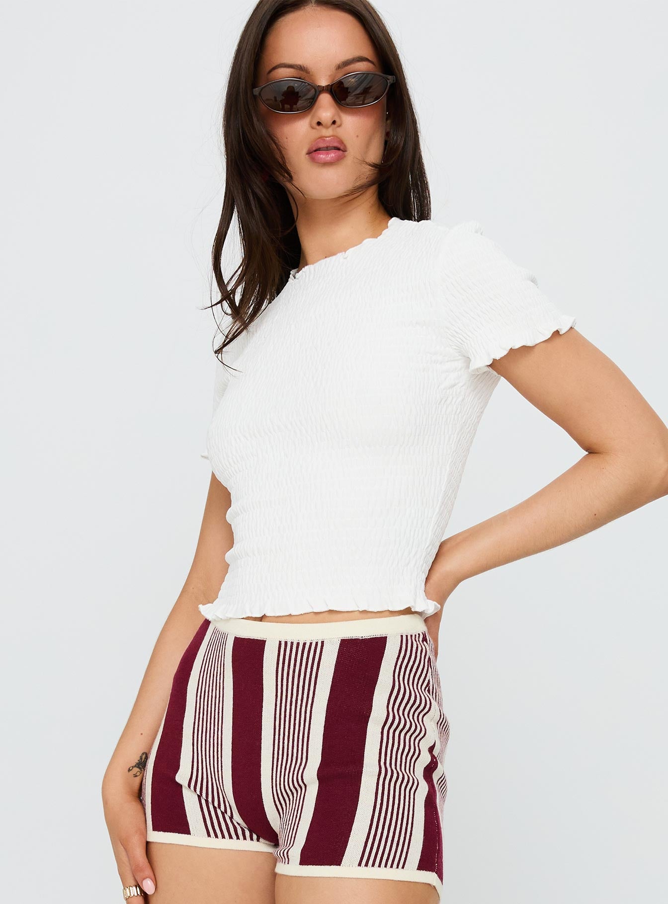 Palm Reader Shirred Top White - Image 4