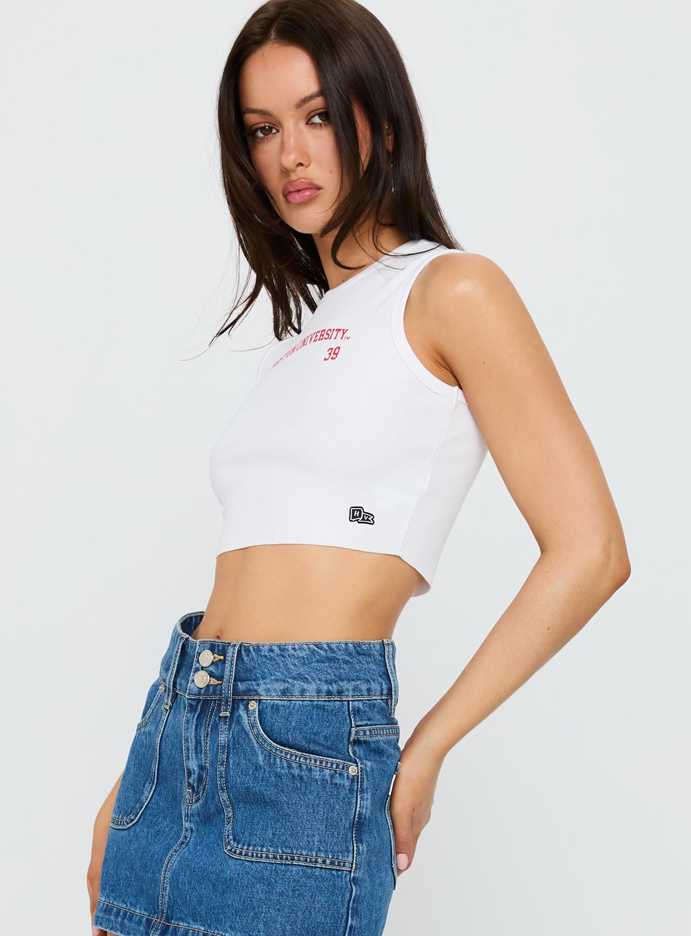 Boston University Cutoff Tank Top White - Image 4