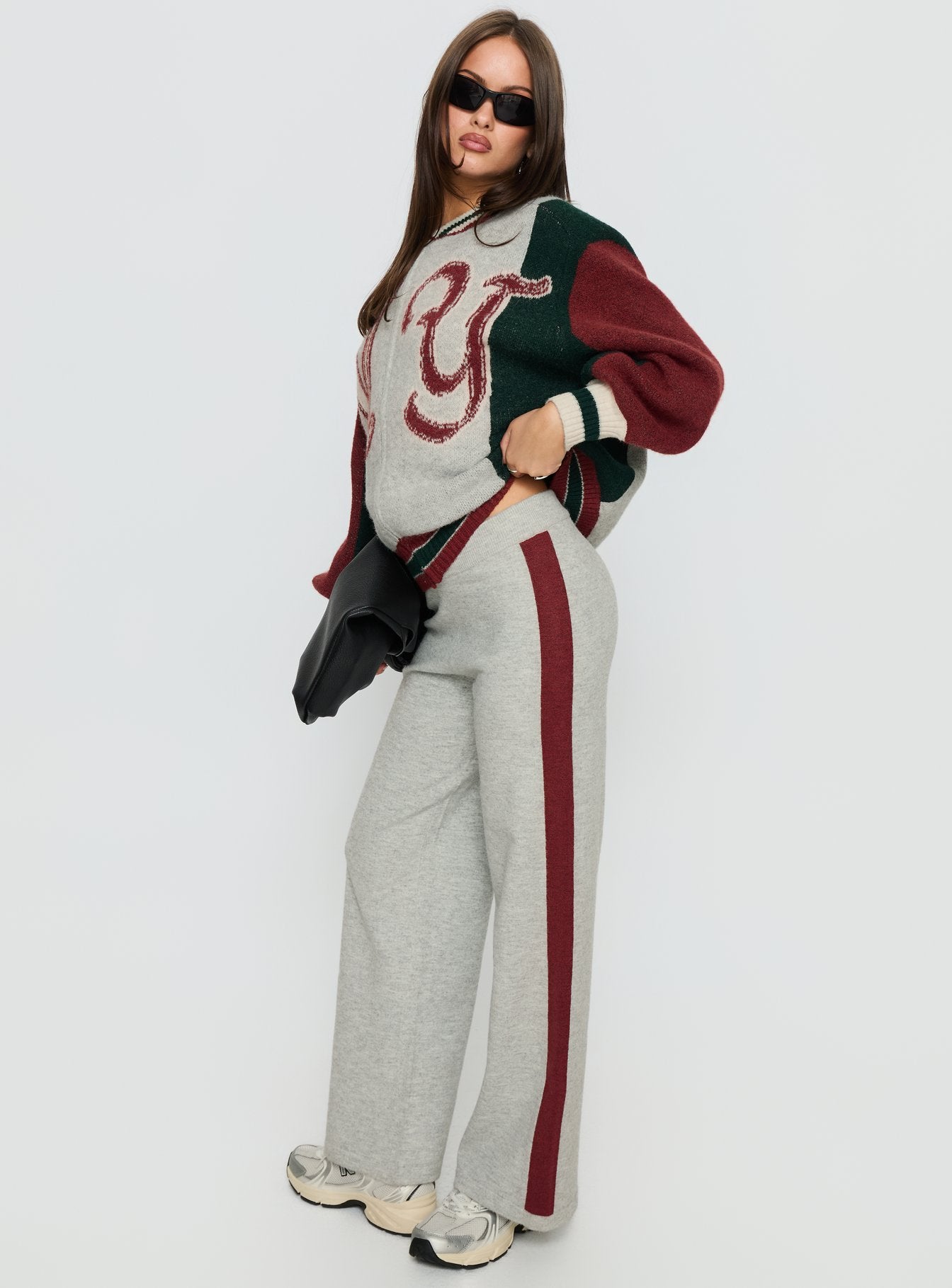 Brandyce Graphic Knit Jacket Grey / Red - Image 3