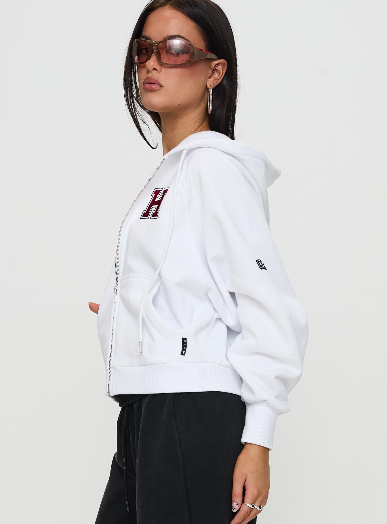 Harvard Raglan Zip Up White / Red - Image 4