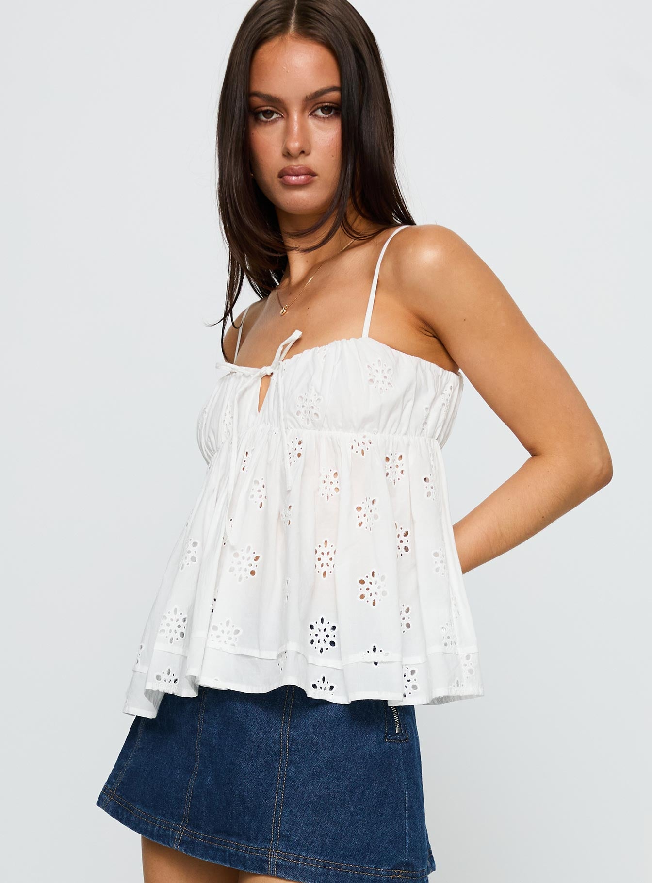 Moving Forward Tie Detail Top White - Image 4