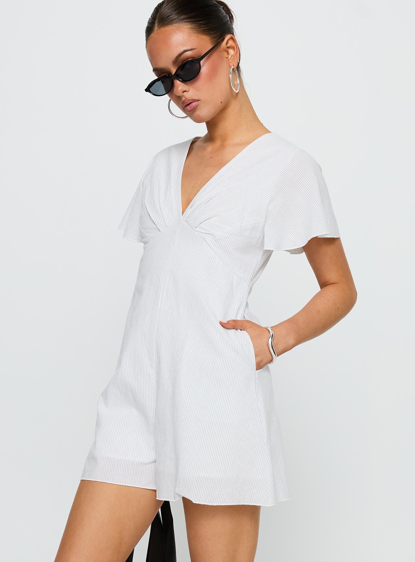 Full Of Strangers Playsuit White Stripe - Image 4