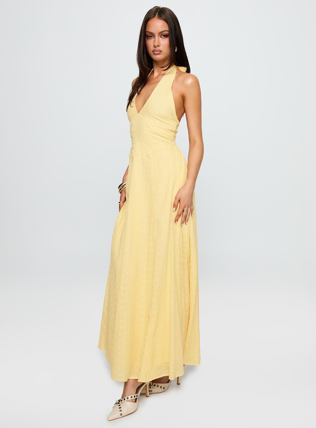 Summer State Halter Maxi Dress Yellow - Image 3