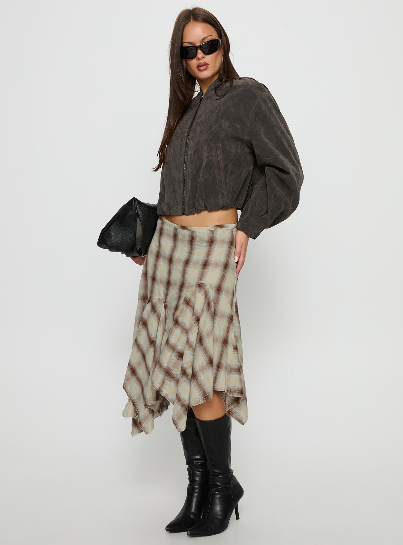 Toshie Asymmetrical Midi Skirt Multi Check - Image 4