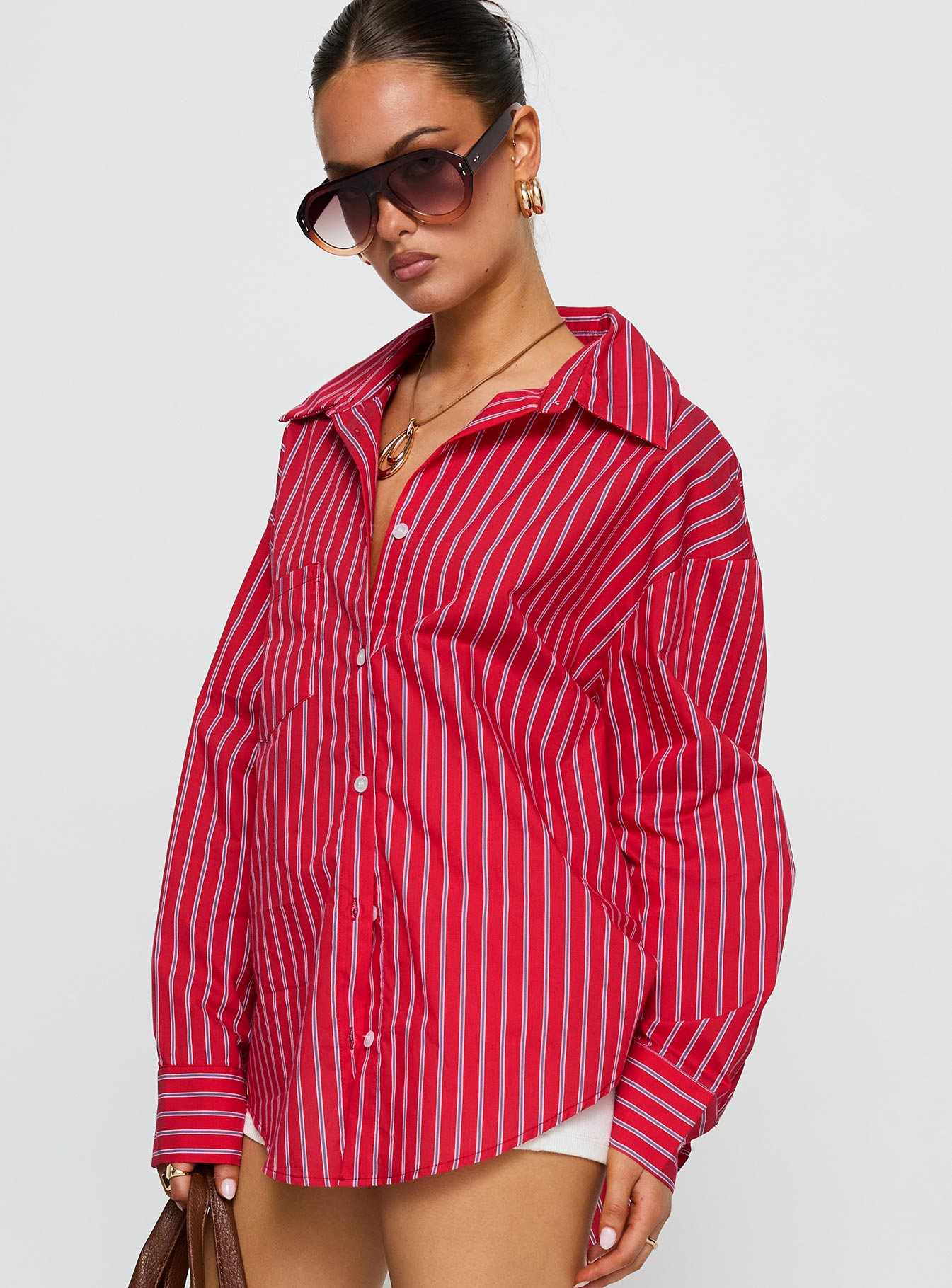 Kodhi Oversized Long Sleeve Top Red Stripe - Image 4